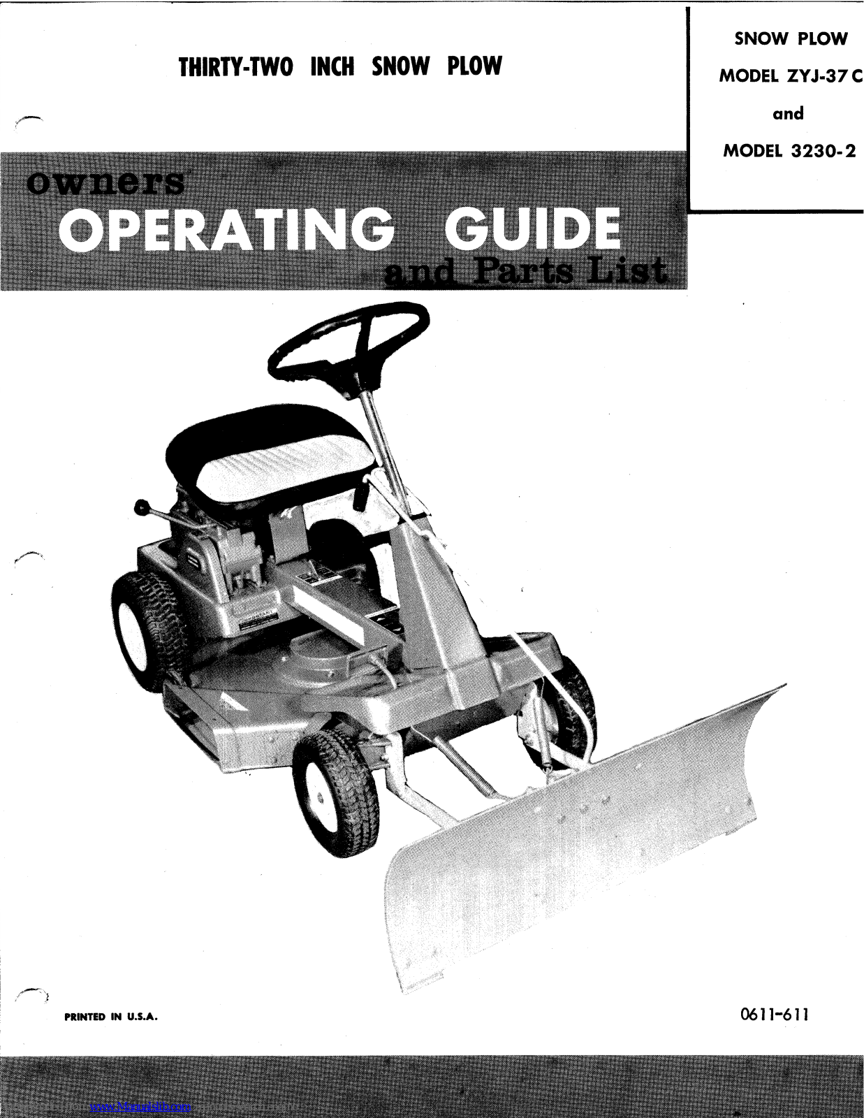 Yard-Man ZYJ-37C, 3230-2 Owners Operating Manual And Parts List