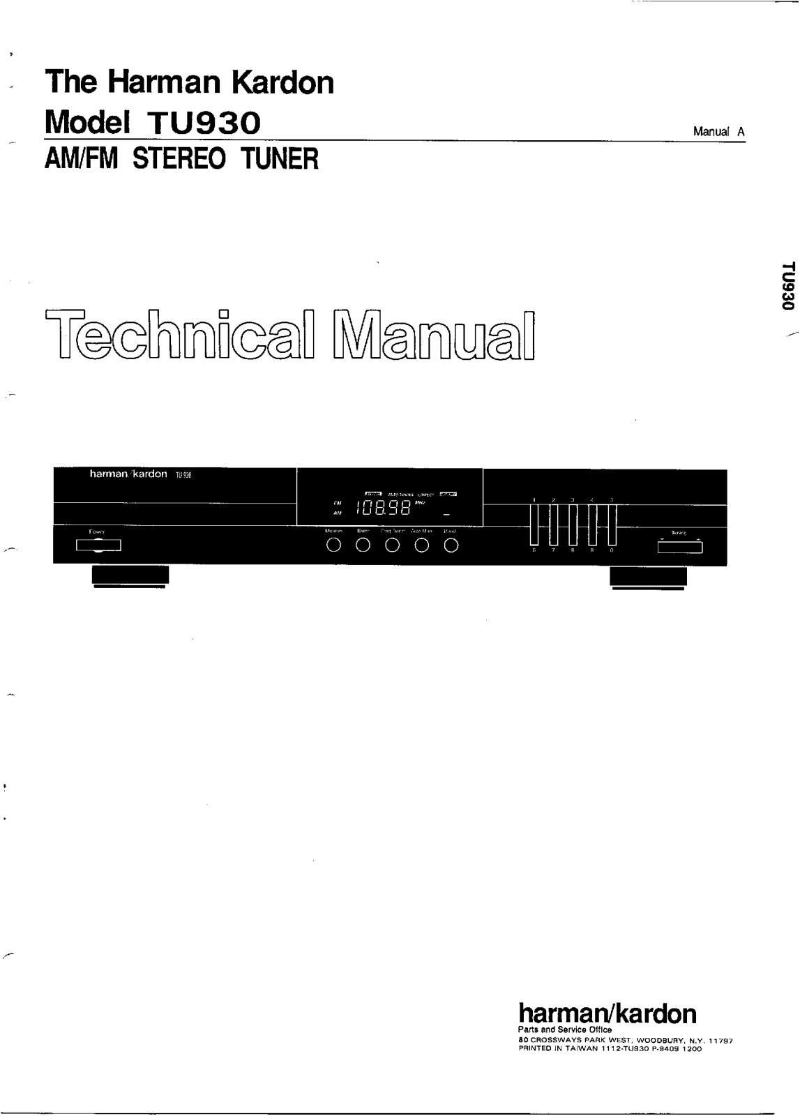 Harman Kardon TU-930 Service manual