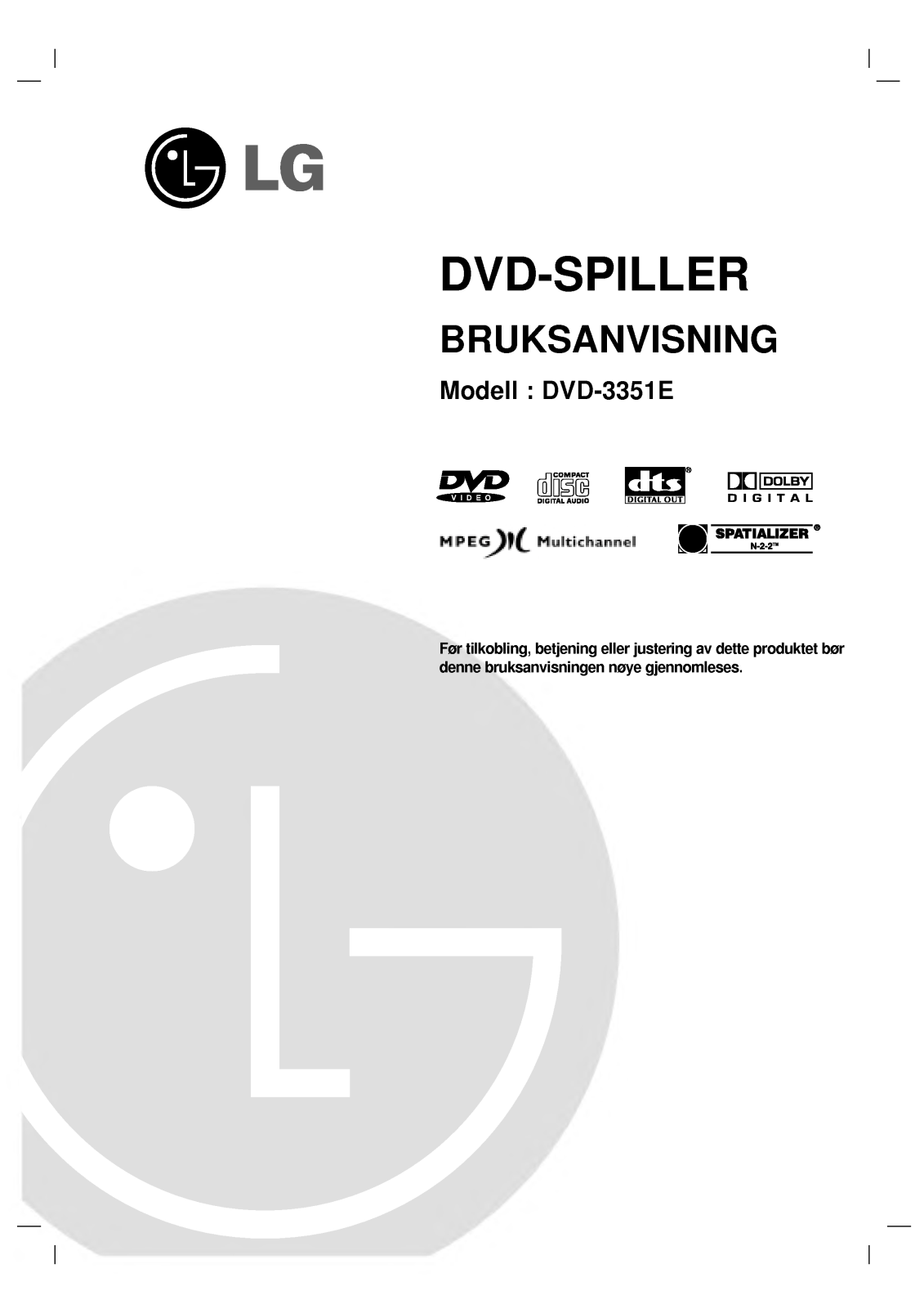 Lg DVD-3351E User Manual