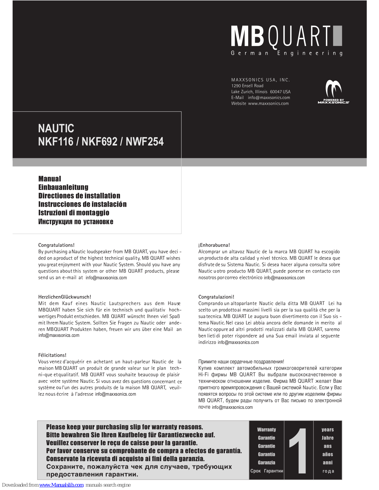 MB QUART NKF692, NWF254 User Manual - ManualMachine.com