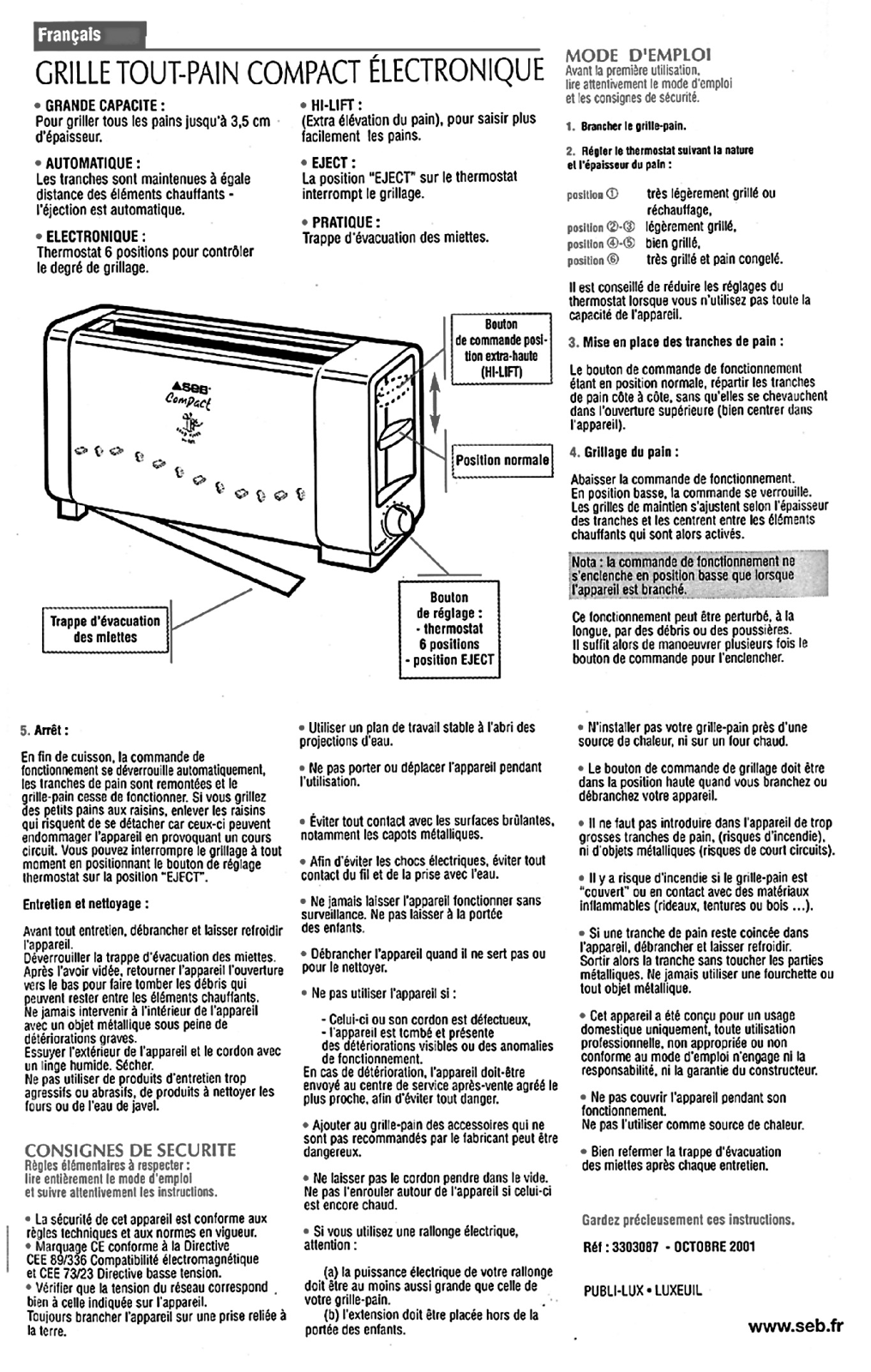 SEB Compact 230 8728 User Manual