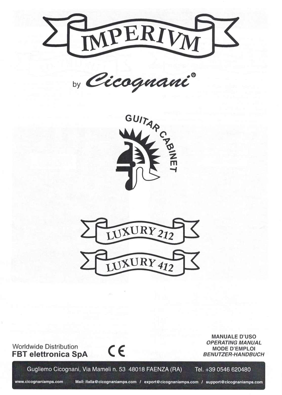 Cicognani Luxury 412, Luxury 212 User manual