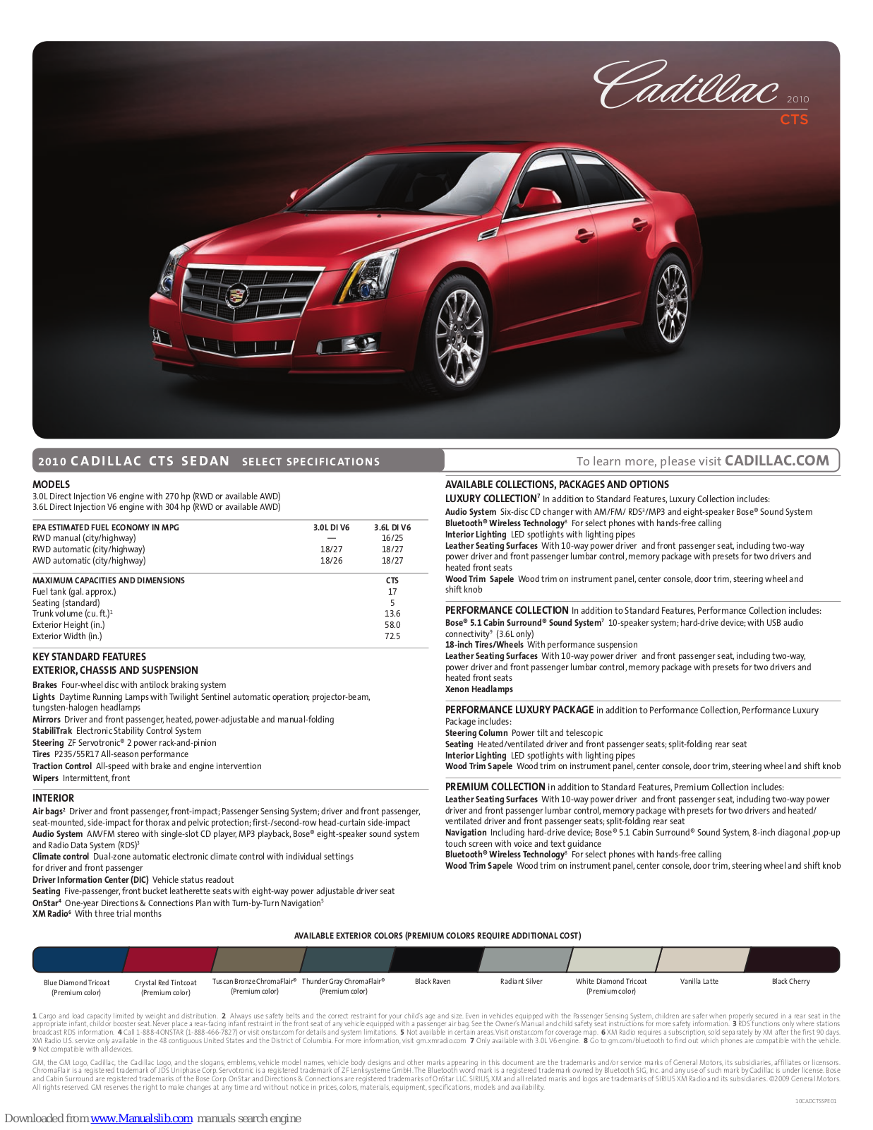 Cadillac CTS SEDAN - BROCHURE 2010, 2010 CTS SEDAN Brochure