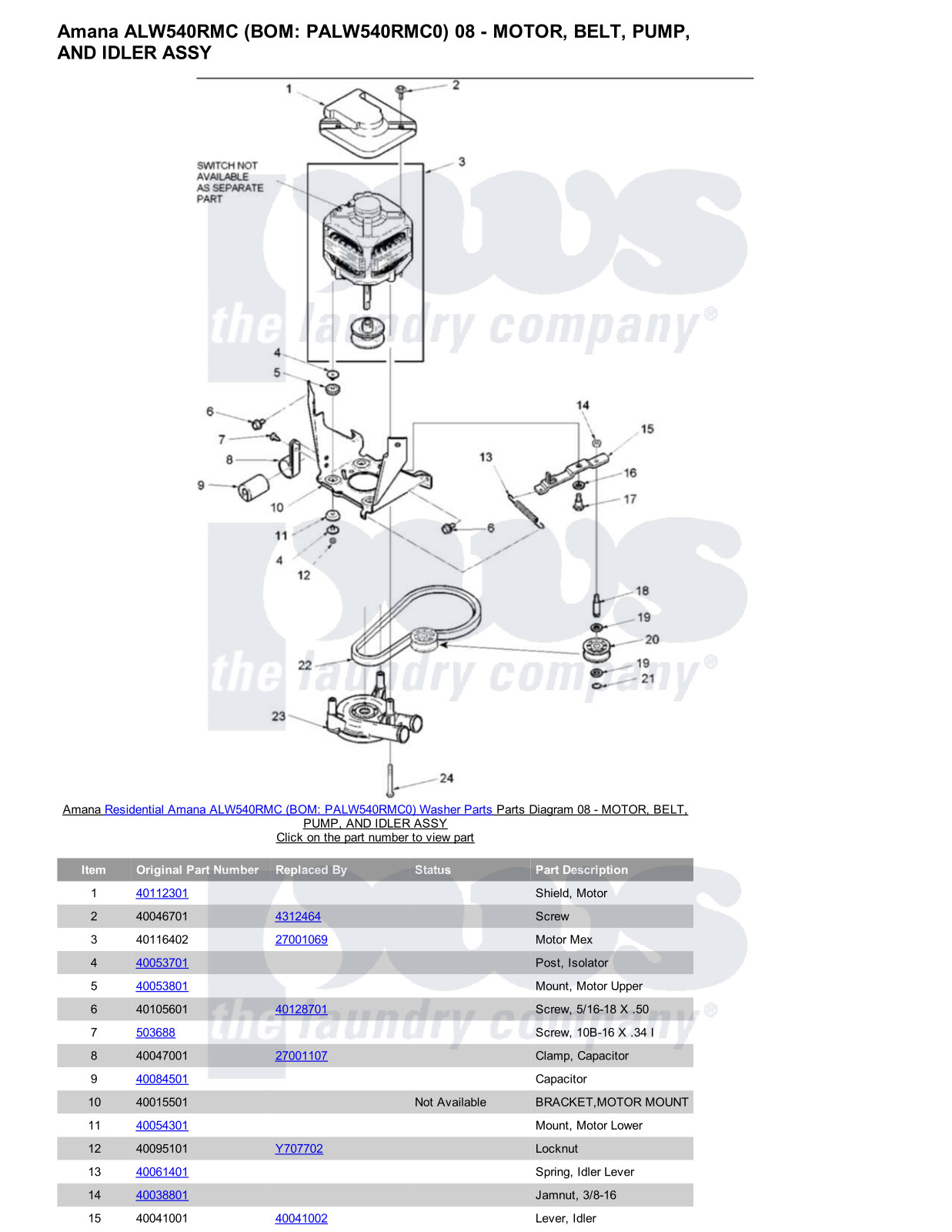 Amana ALW540RMC Parts Diagram