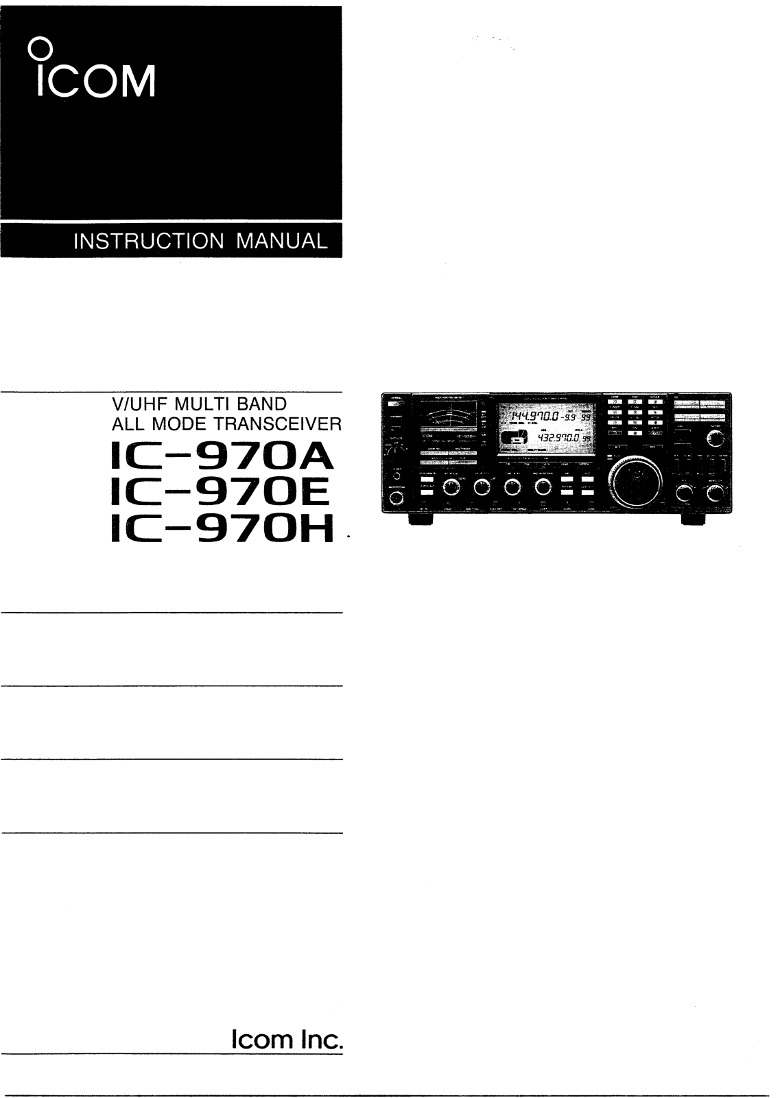 ICOM IC-970H, IC-970A, IC-970E User Manual