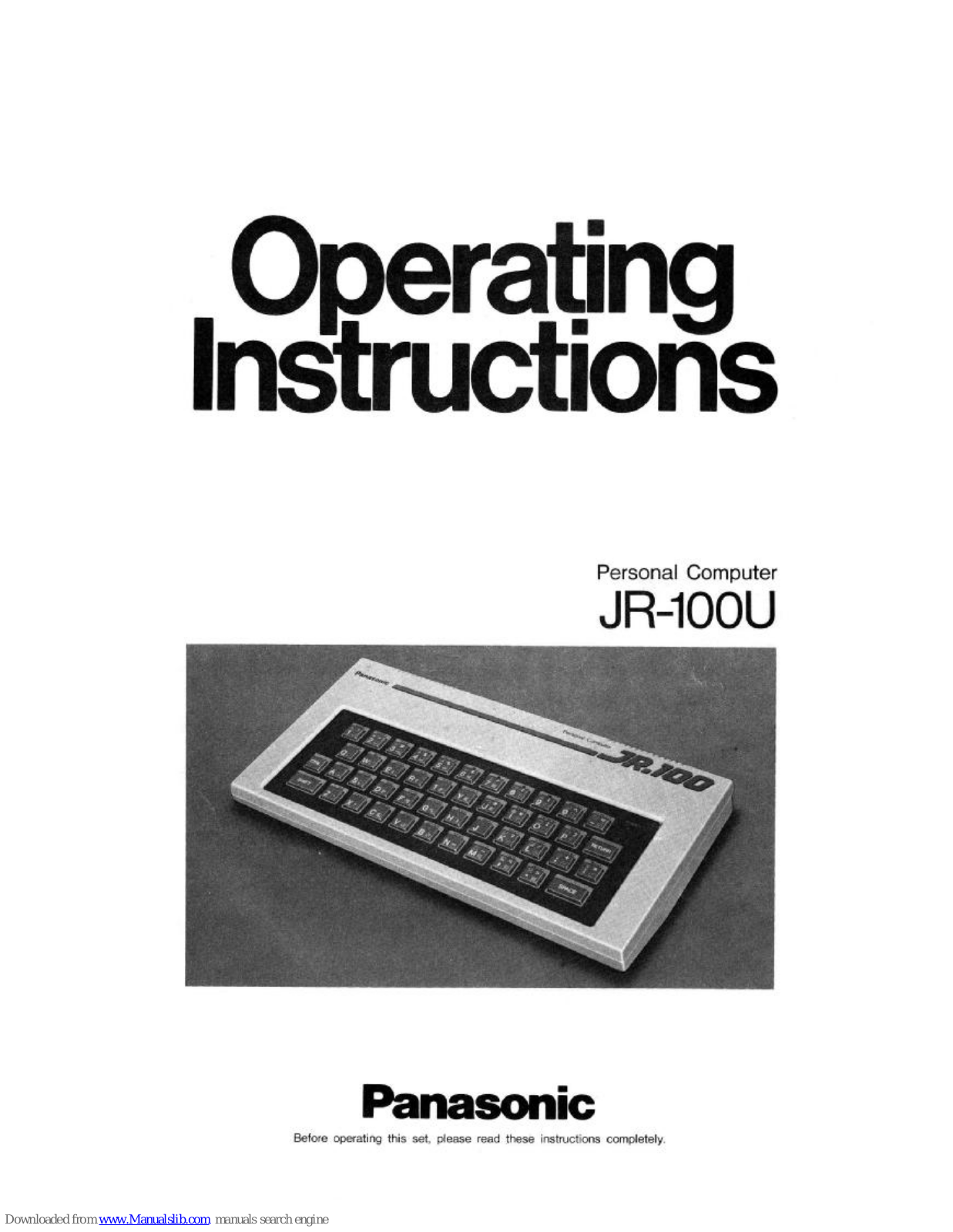 Panasonic JR-100U Operating Instructions Manual