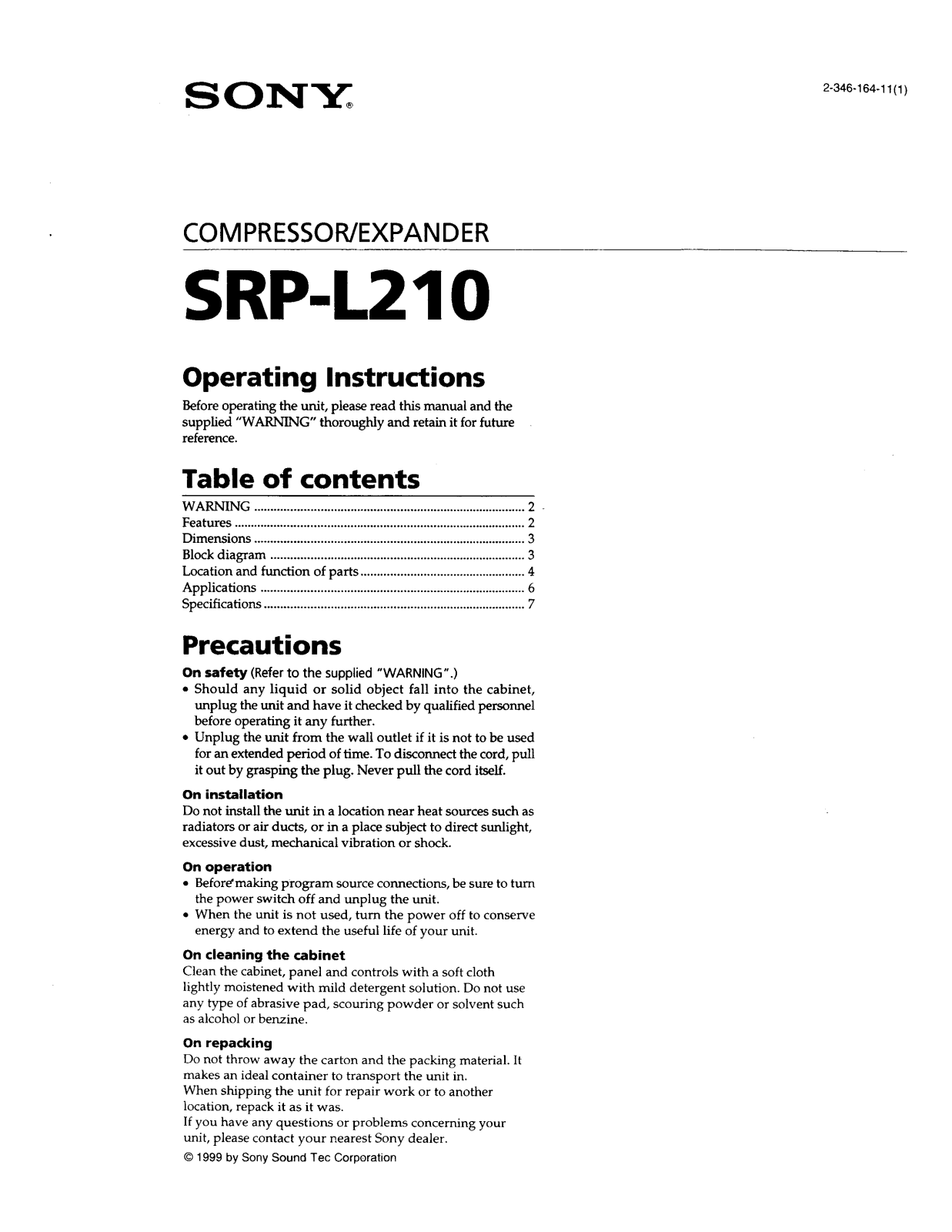 Sony SRP-L210 User Manual