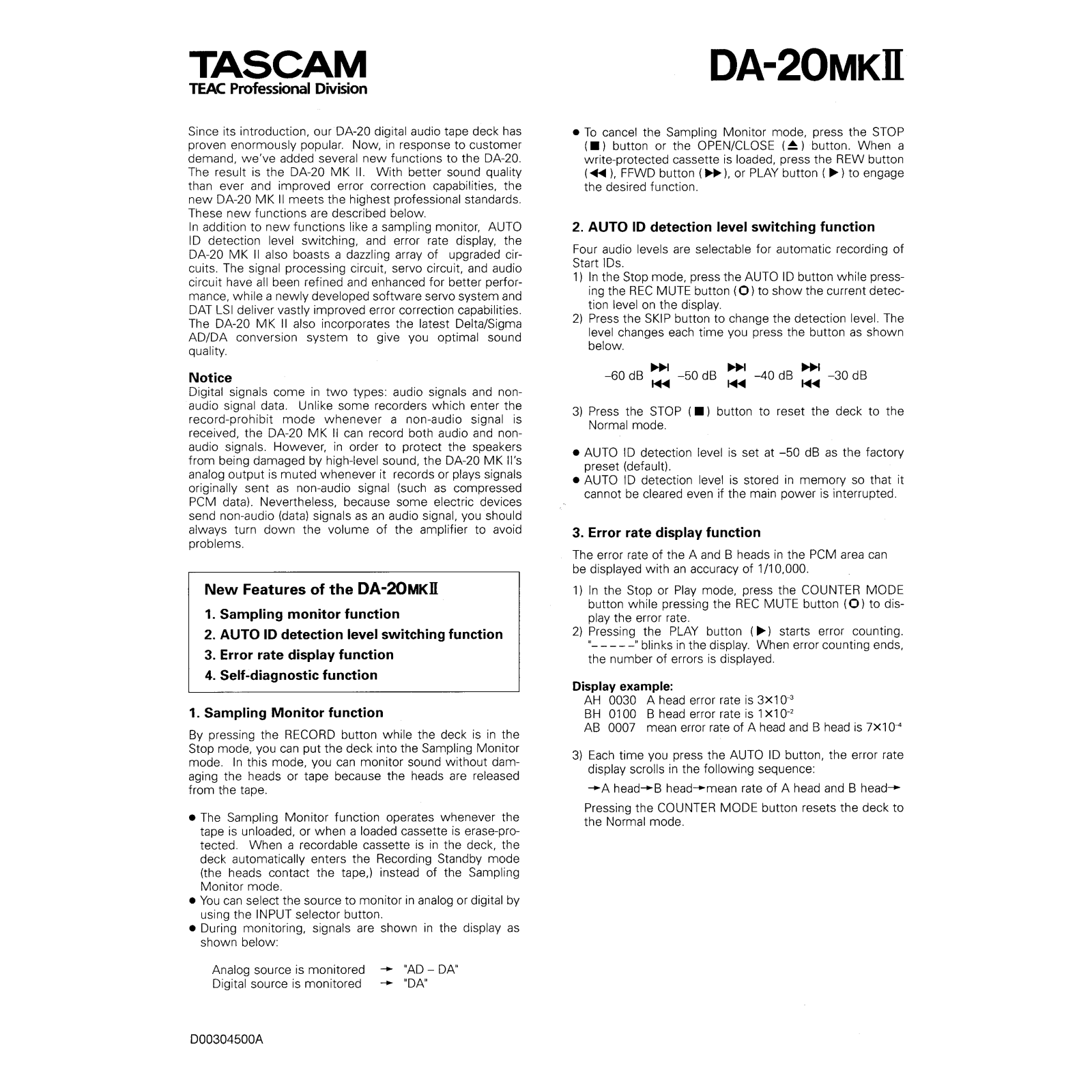 TAScam DA-20mkII User Guide