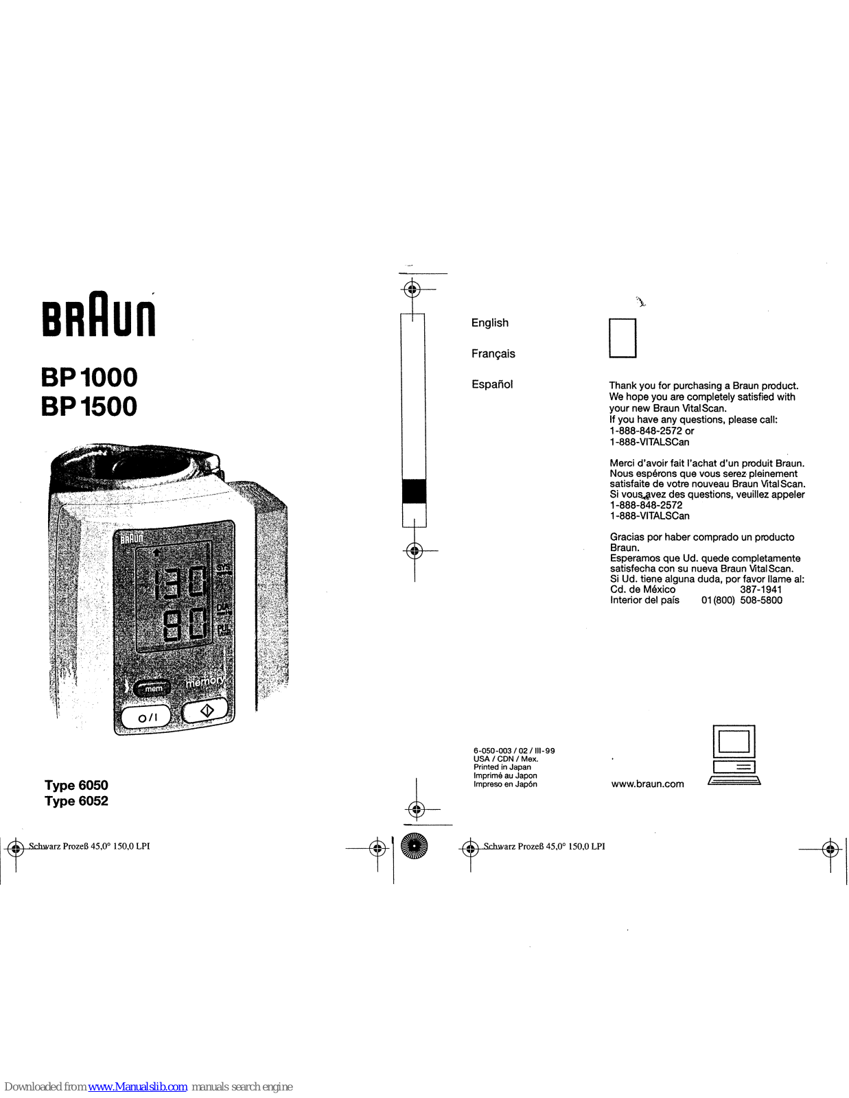 Braun VITALSCAN BP1000, VITALSCAN BP1500 User Manual