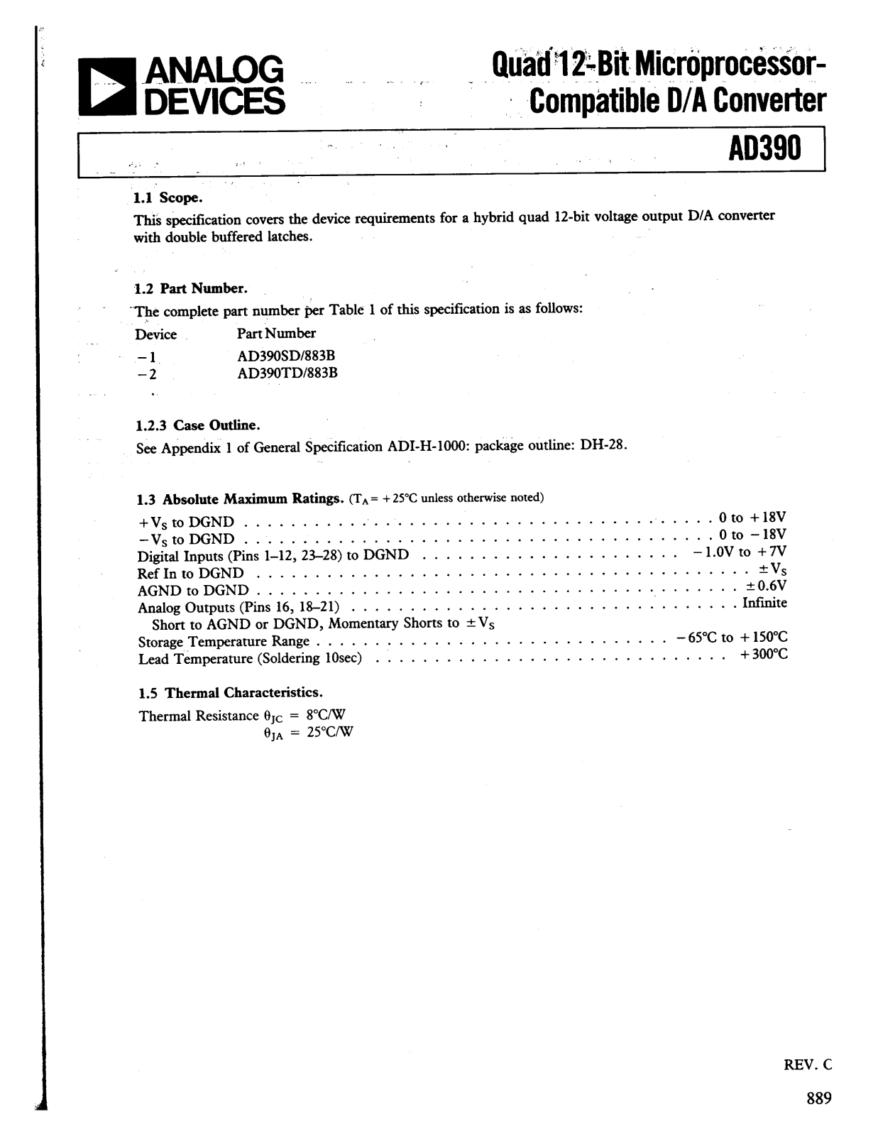 Analog Devices AD390MIL c Datasheet