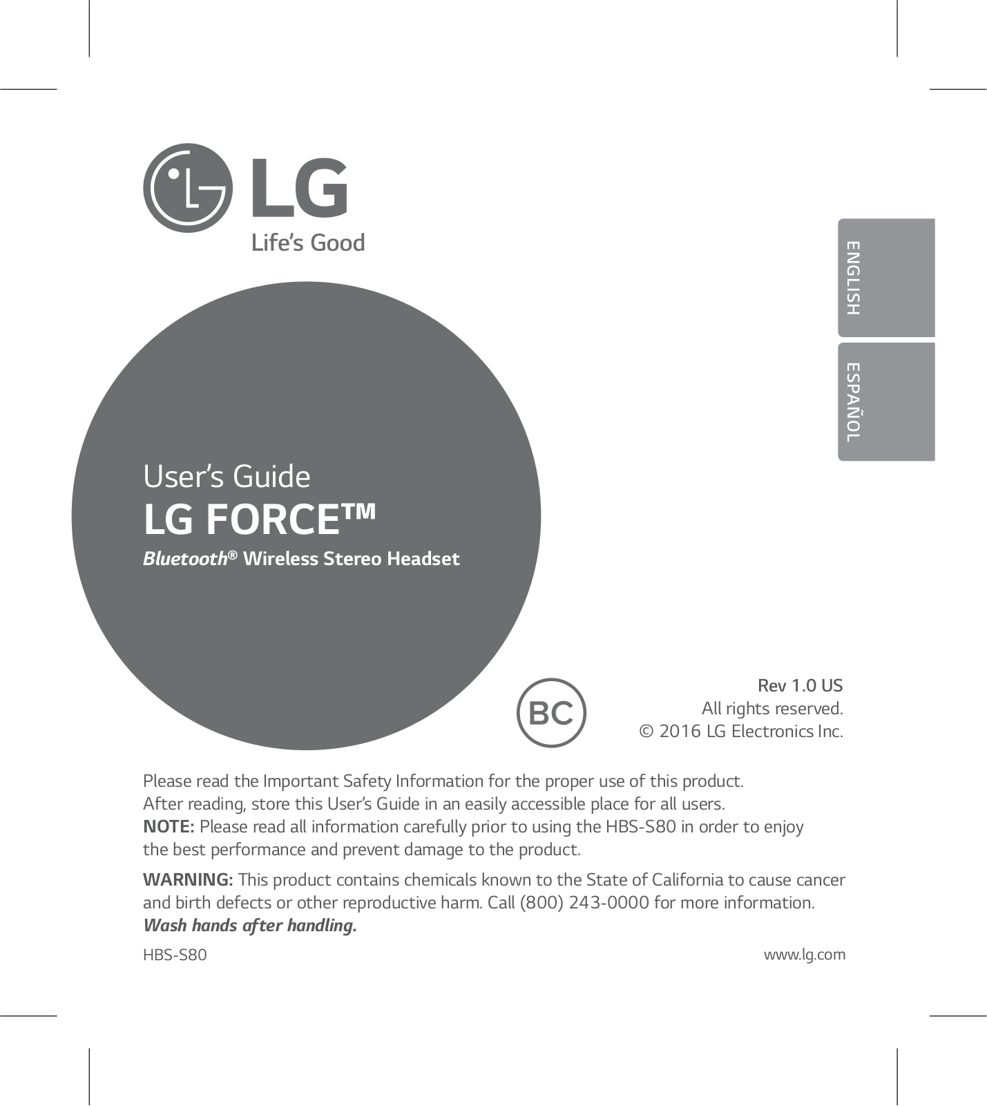 LG EHBSS80 User Manual