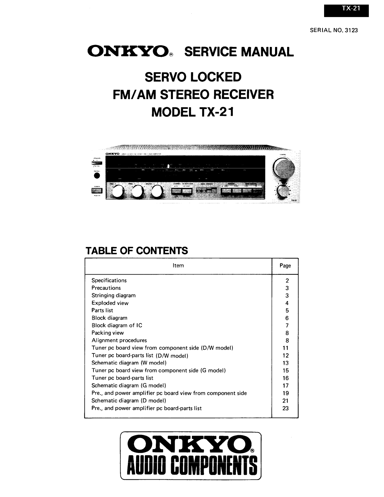 Onkyo TX-21 Service manual