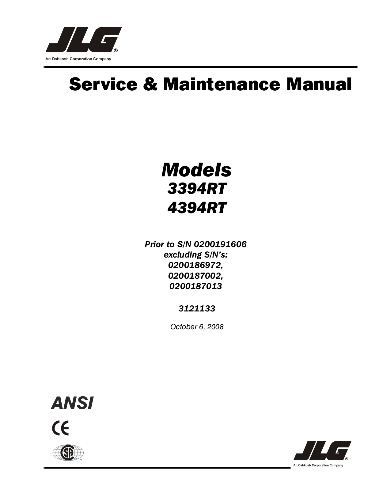 JLG 4394RT Service Manual