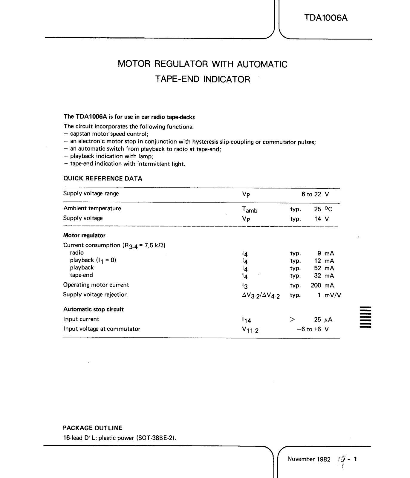 Datasheet TDA1006A Specification - ManualMachine.com