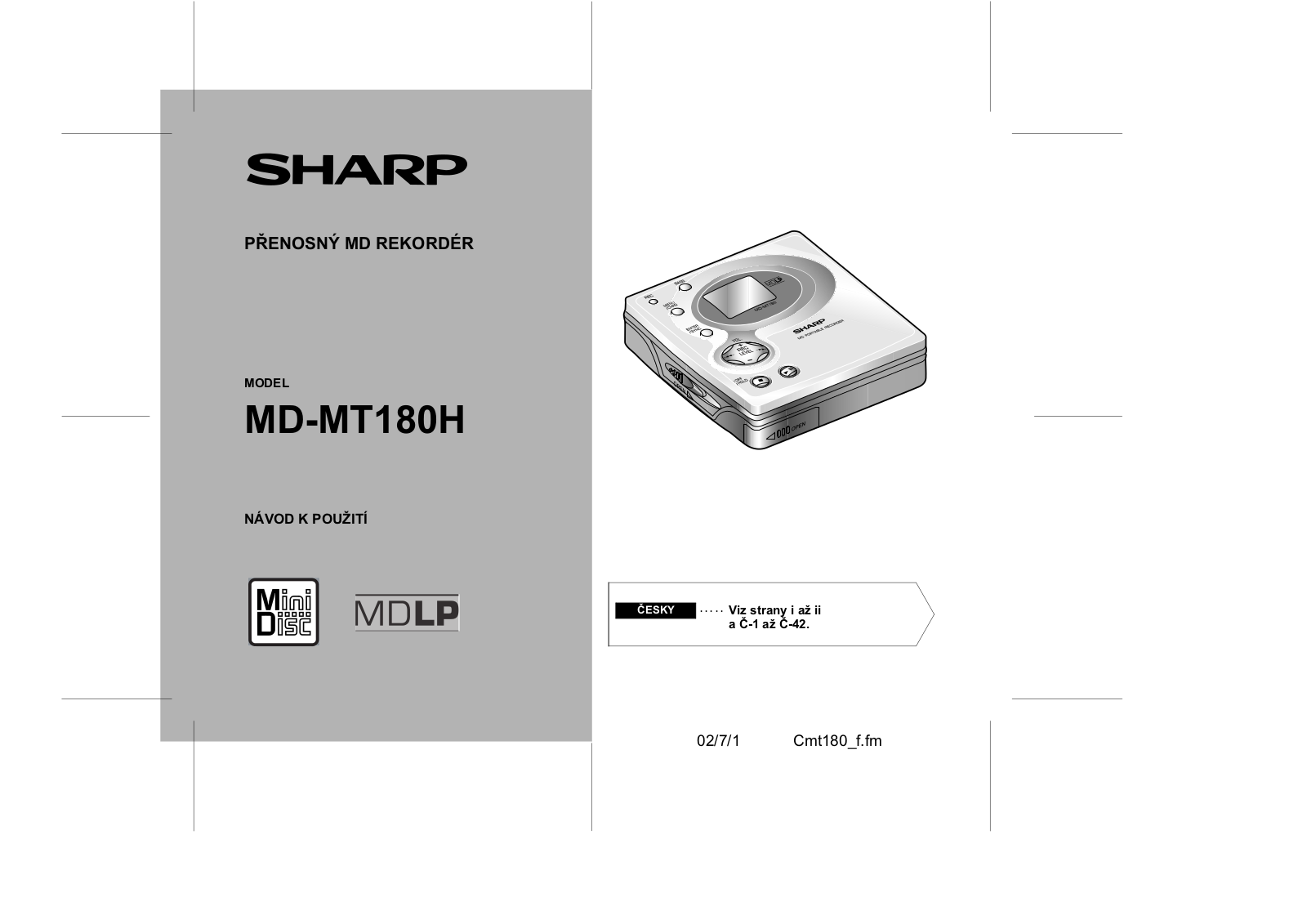 Sharp MD-MT180H User Manual