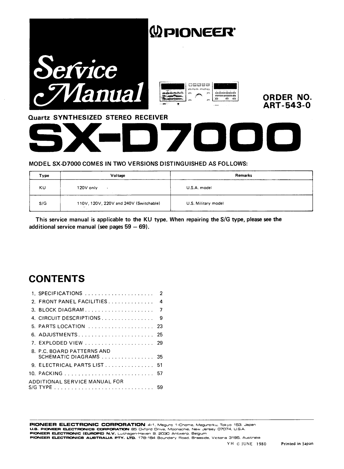 Pioneer SXD-7000 Service manual