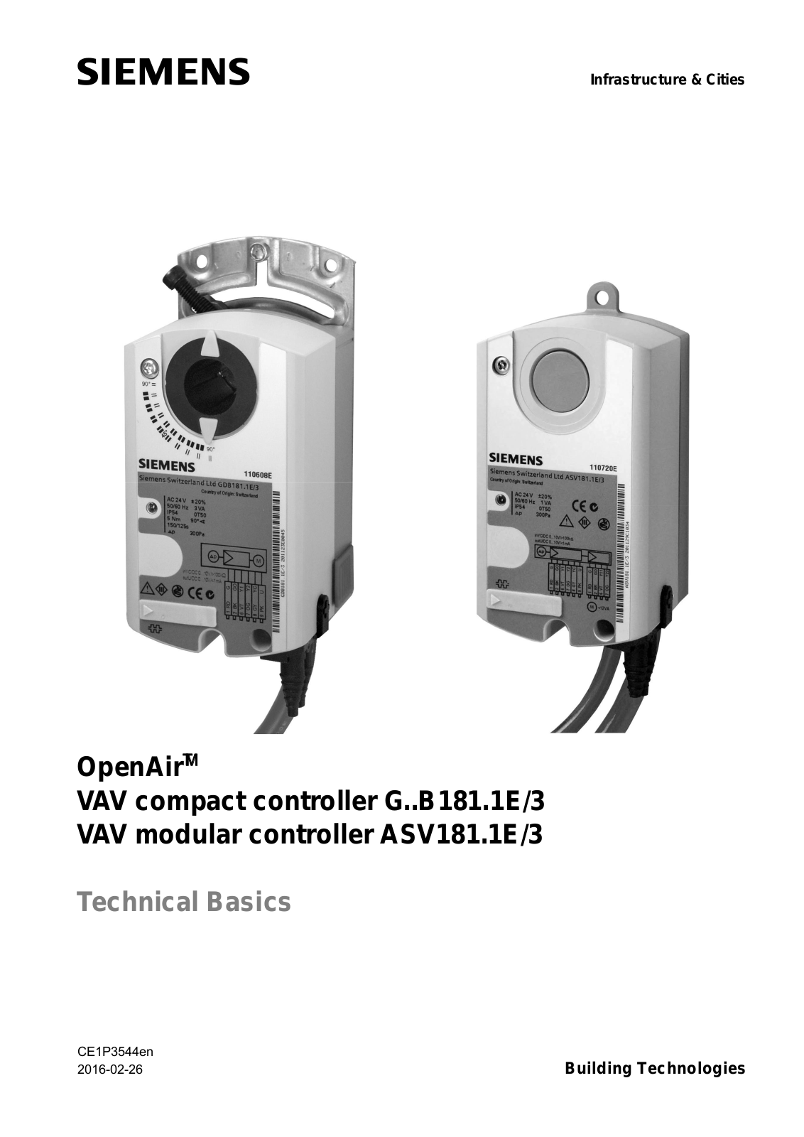 Siemens OpenAir G B181.1E/3 Series, OpenAir ASV181.1E/3, OpenAir GDB181.1E/3, OpenAir GLB181.1E/3 Technical Basics