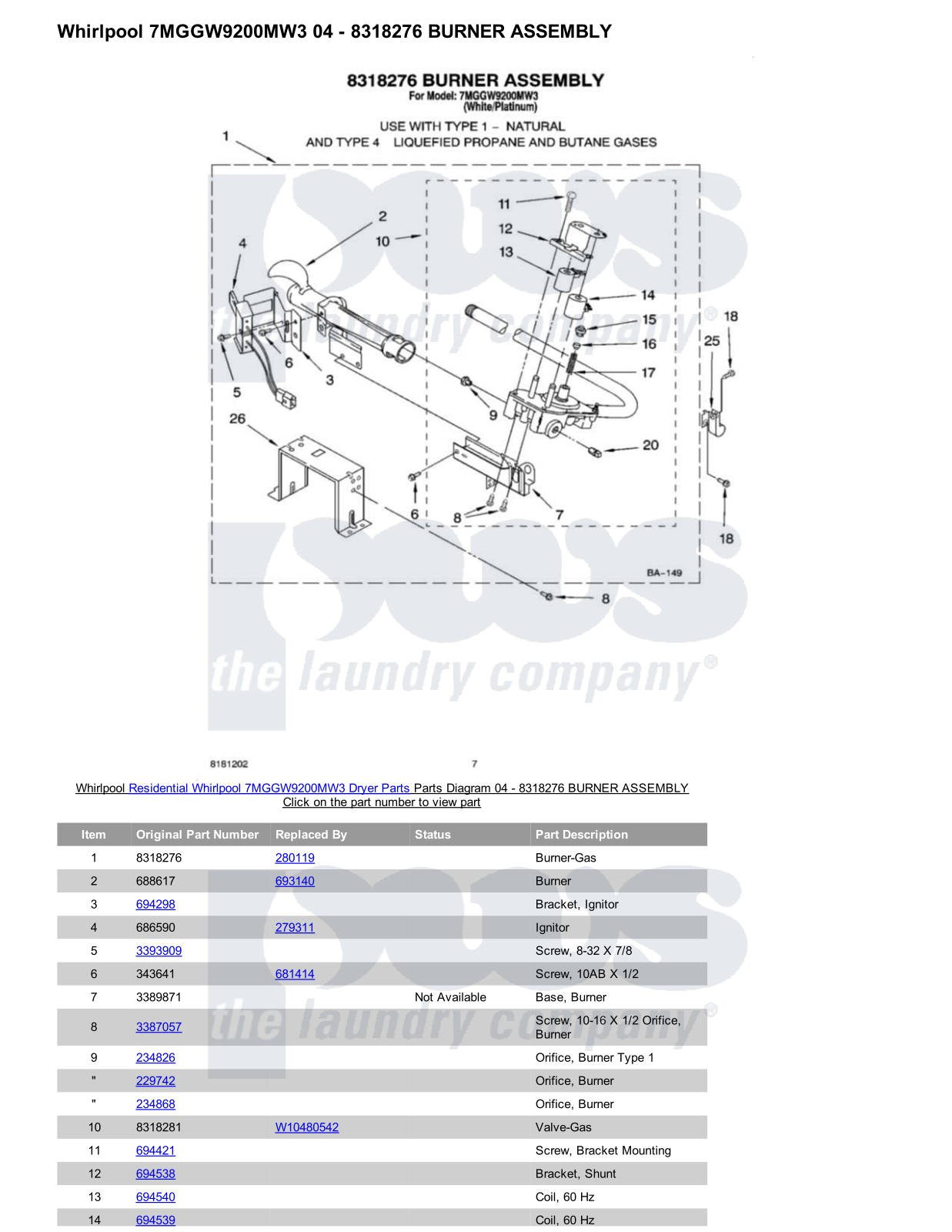 Whirlpool 7MGGW9200MW3 Parts Diagram