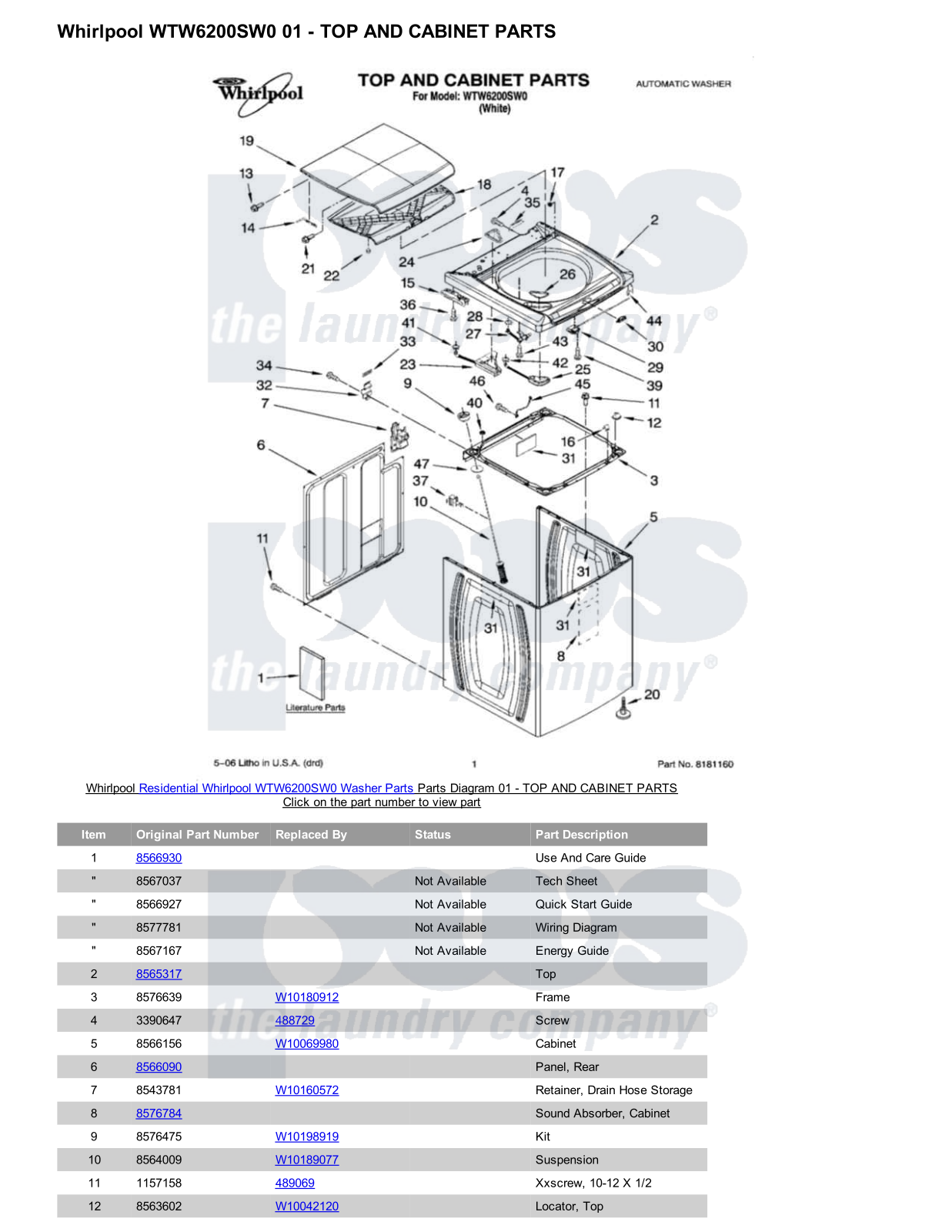 Whirlpool WTW6200SW0 Parts Diagram