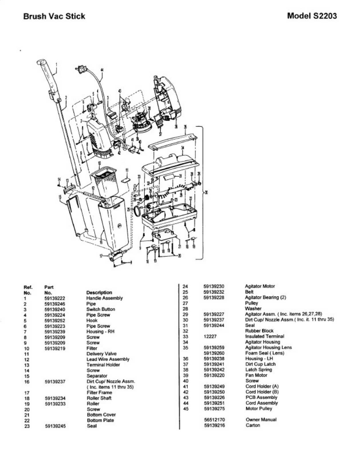 Hoover S2203 Owner's Manual