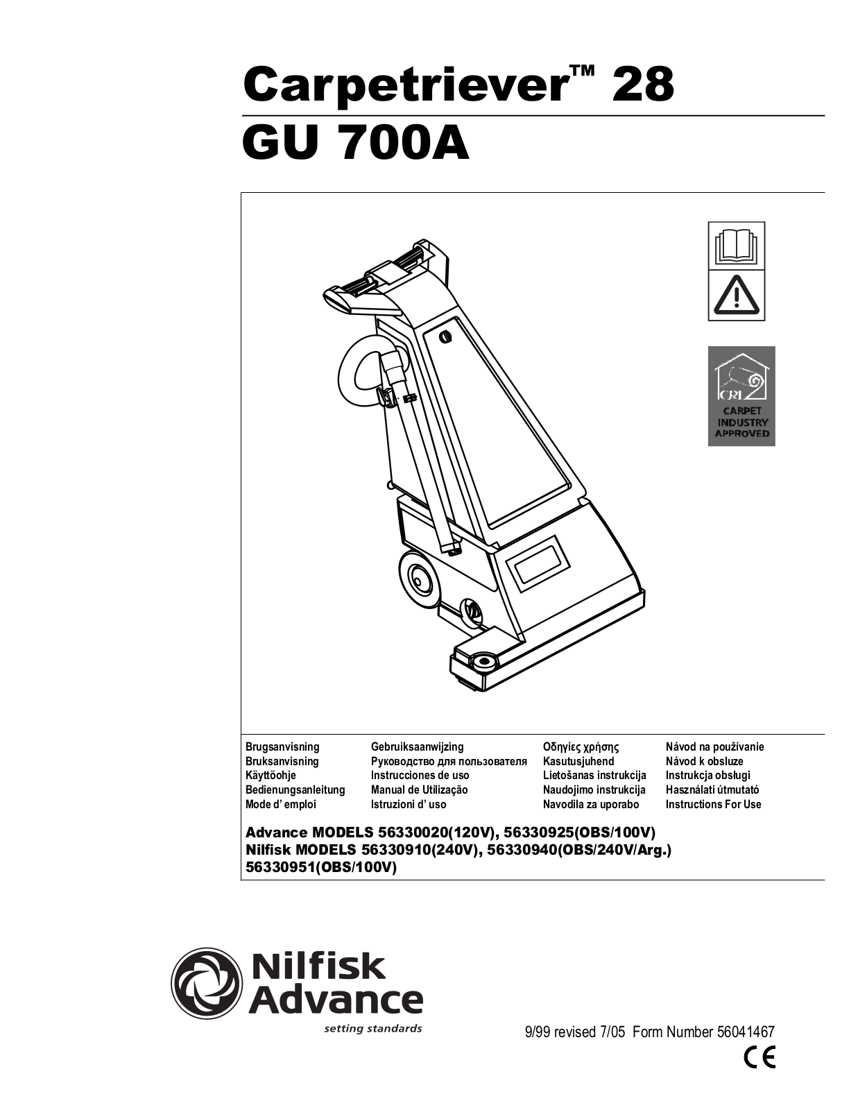 NILFISK Carpetriever 28, GU 700A Installation  Manual