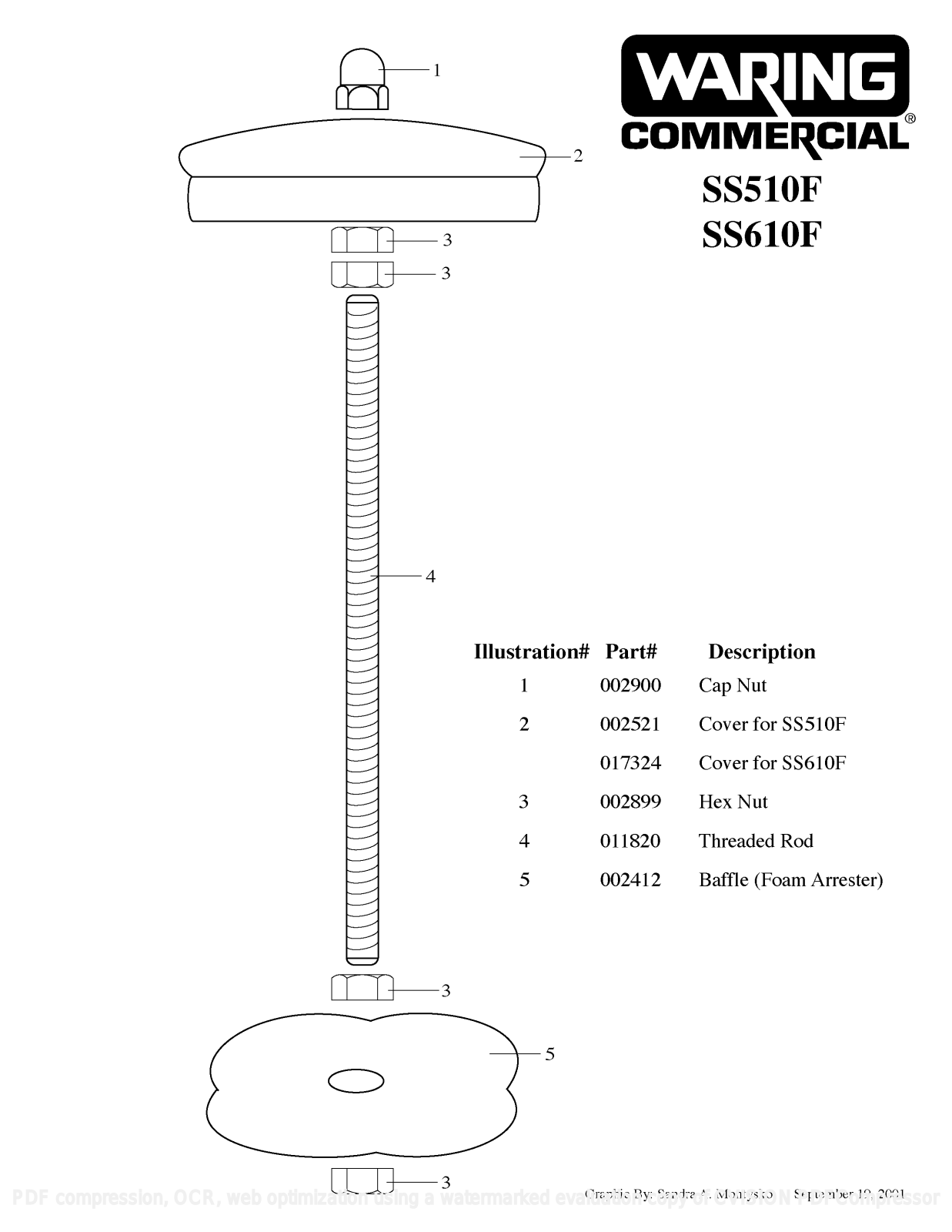 Waring SS510F Parts List