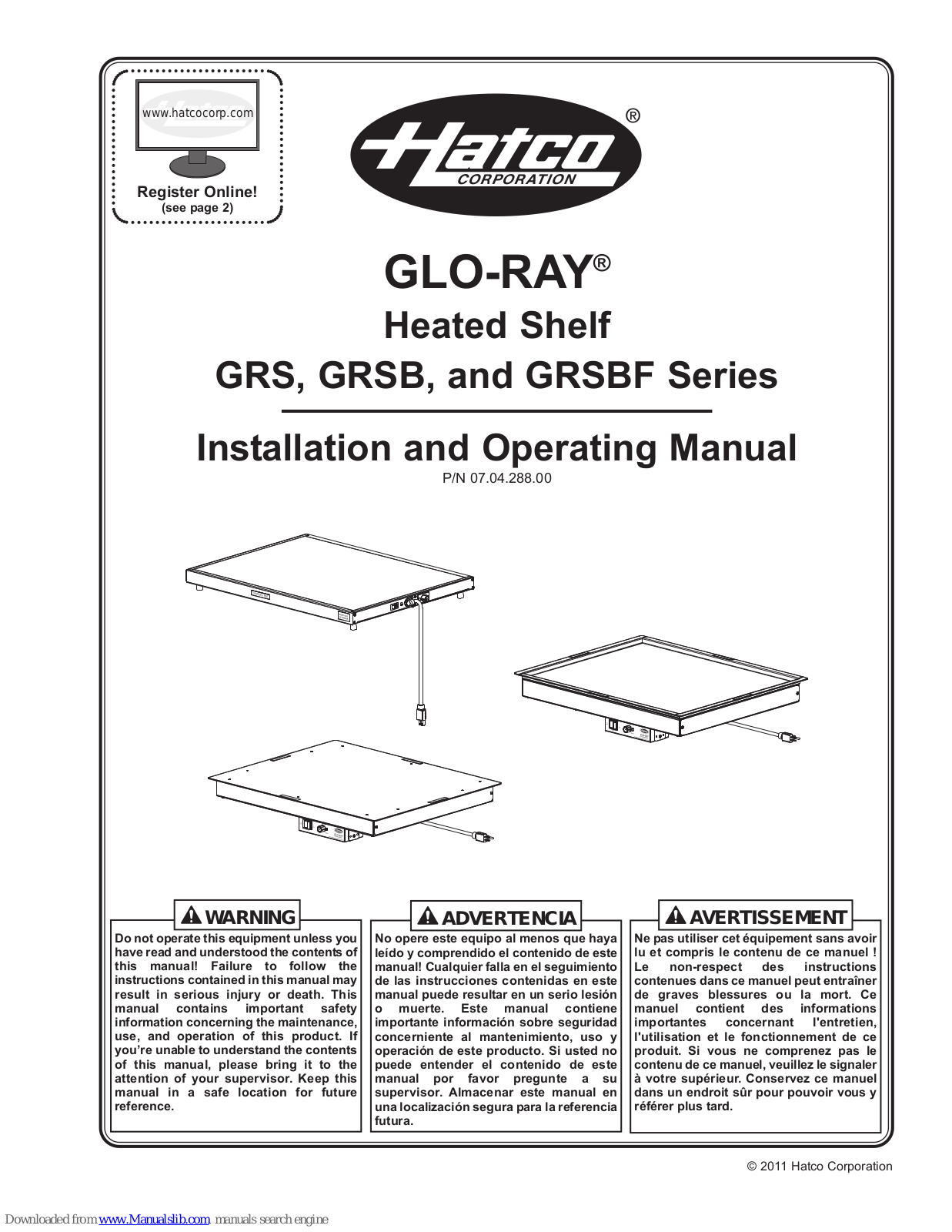 Hatco GRS-18-I, GRS-24-I, GRS-30-I, GRS-36-I, GRS-42-I Installation And Operating Manual