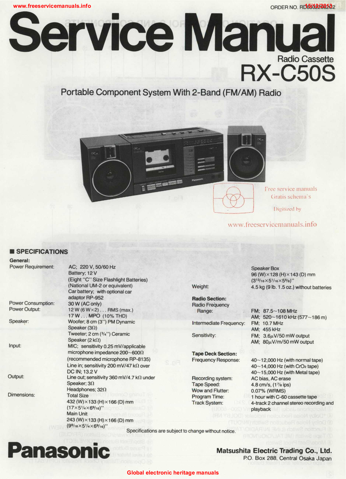 Panasonic RX-C50S Service manual