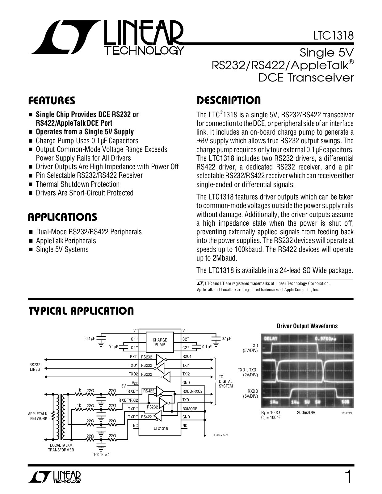 Linear Technology LTC1318 Datasheet