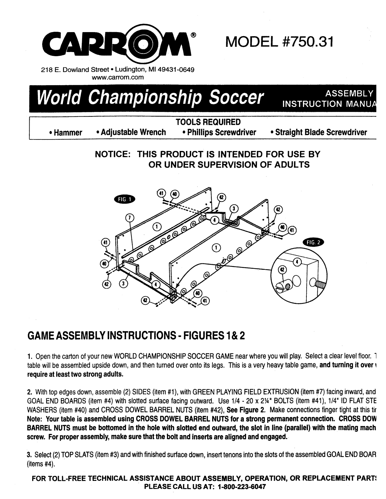 Carrom 750-31 User Manual