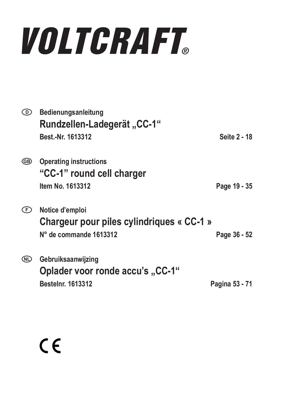 VOLTCRAFT CC-1 User guide