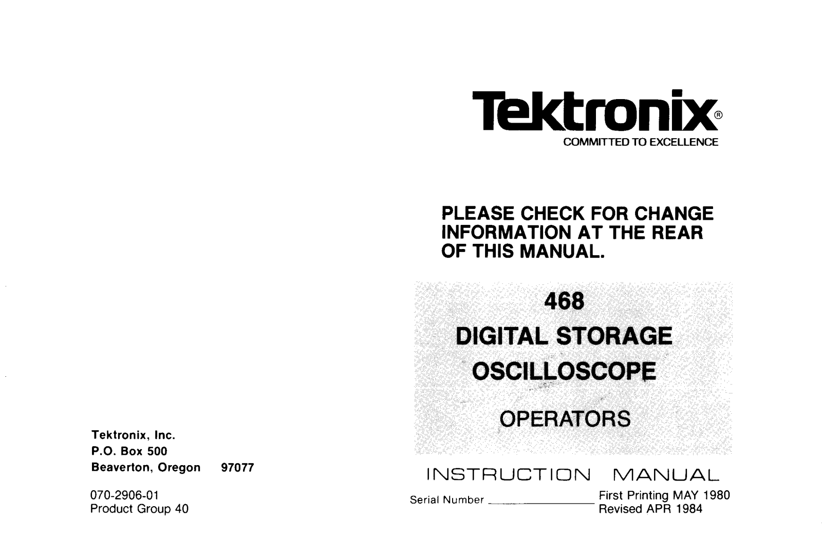 Tektronix 468 Service manual