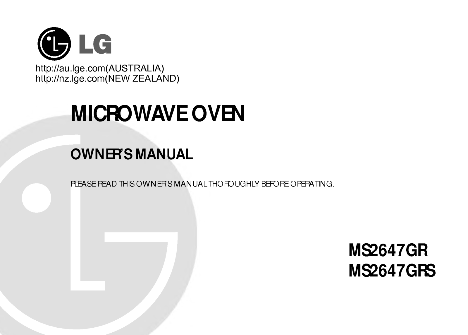 LG MS-2647GR, MS-2647GRS User Manual