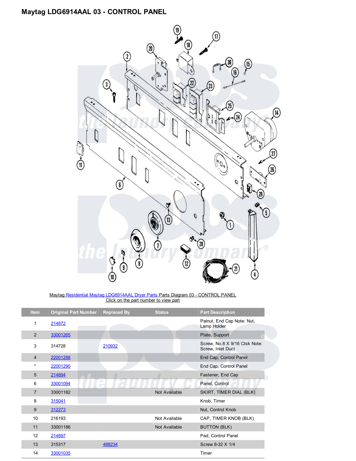 Maytag LDG6914AAL Parts Diagram