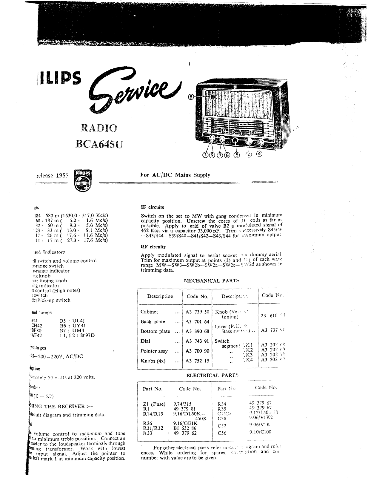 Philips BX645U Schematic