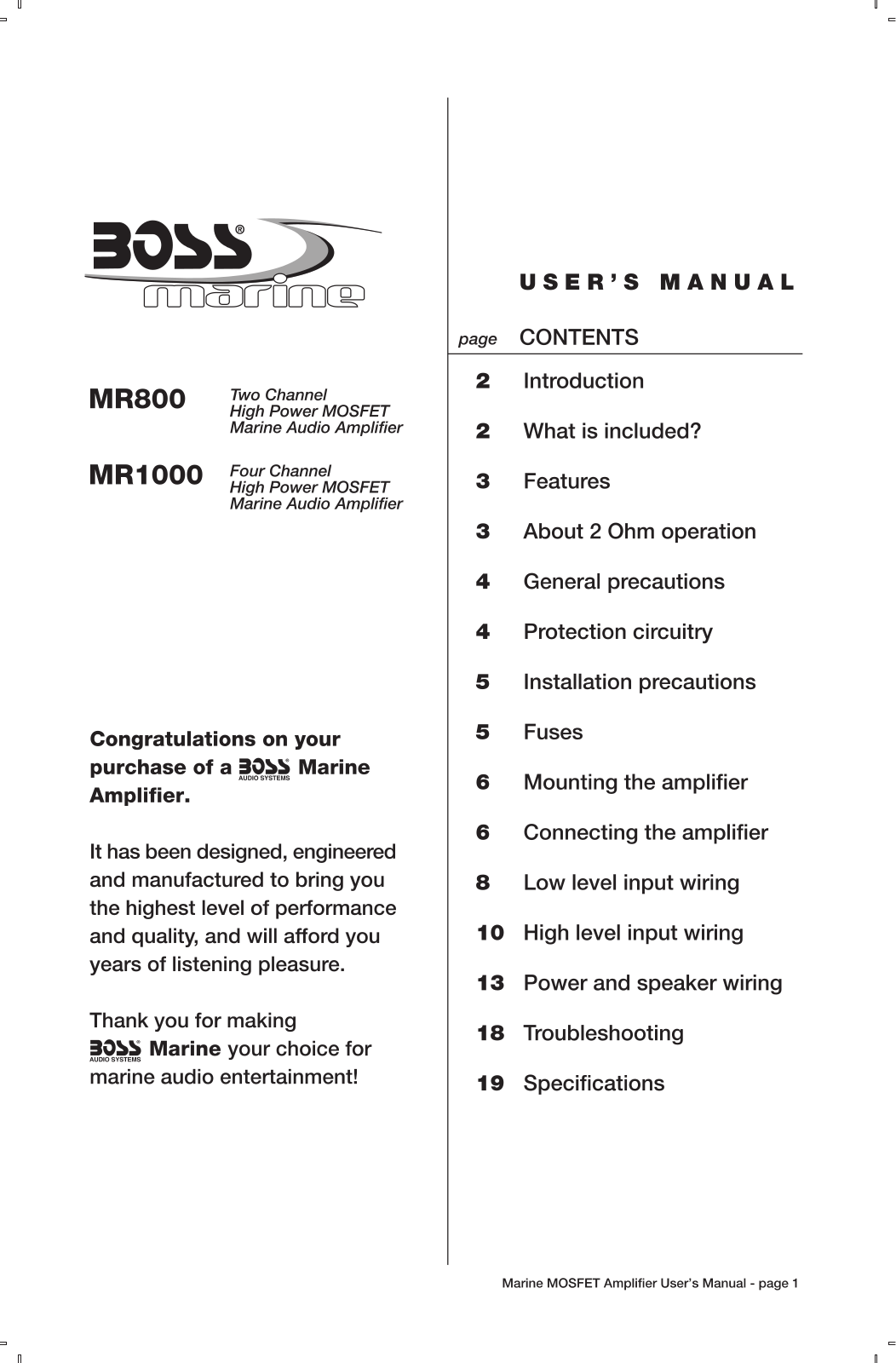 Boss MR1000 User Manual