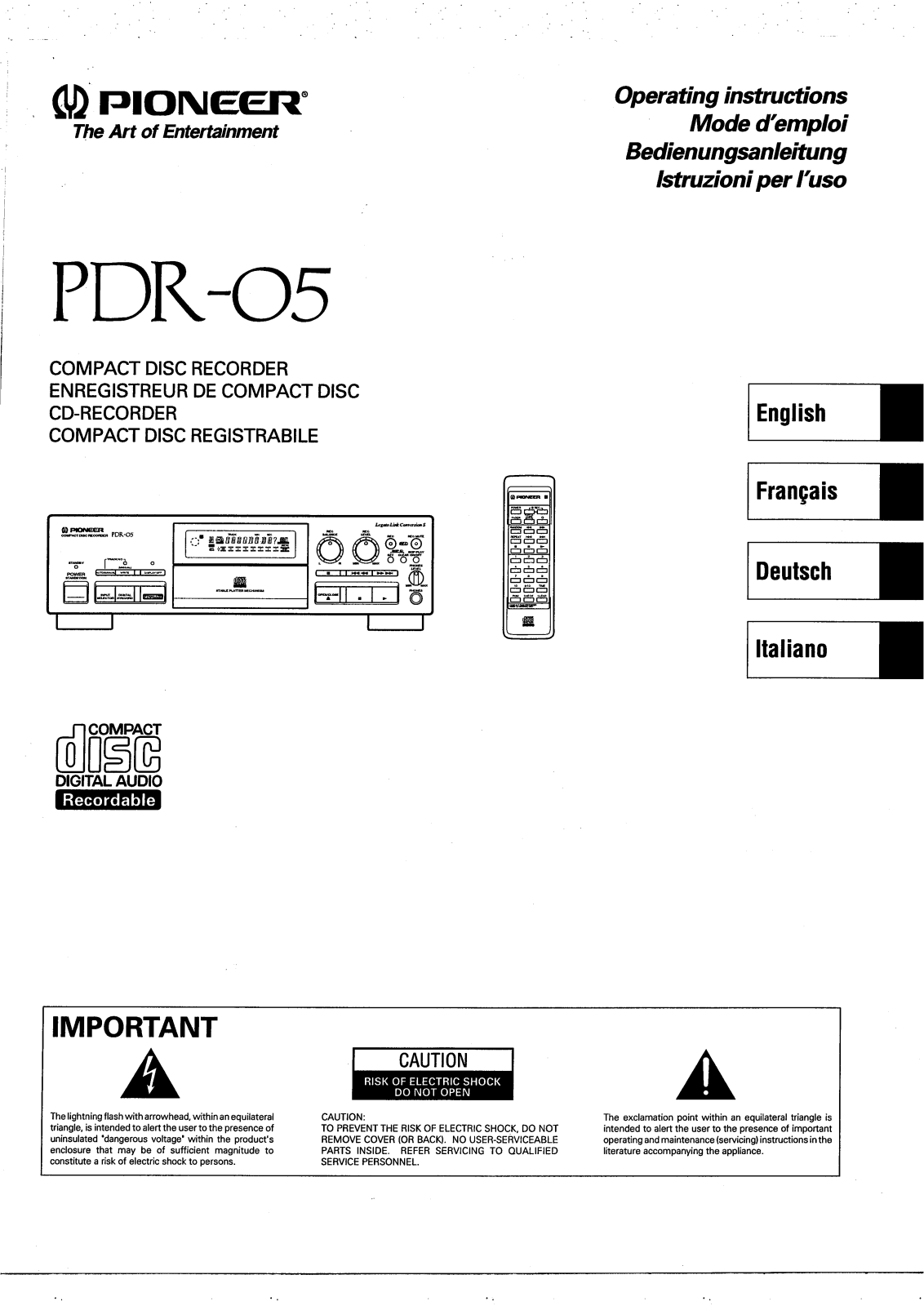 PIONEER PDR-05 User Manual