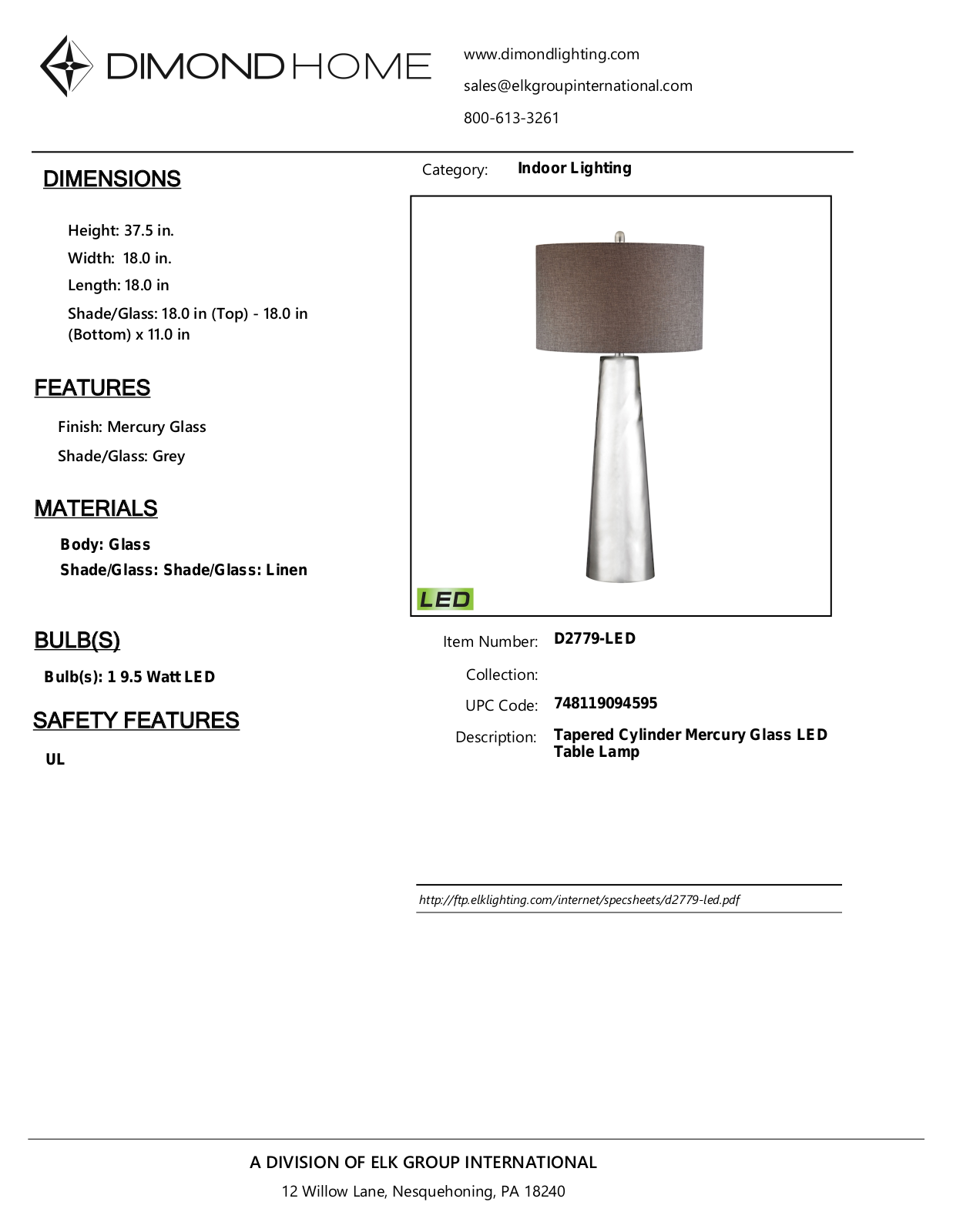 ELK Home D2779LED User Manual