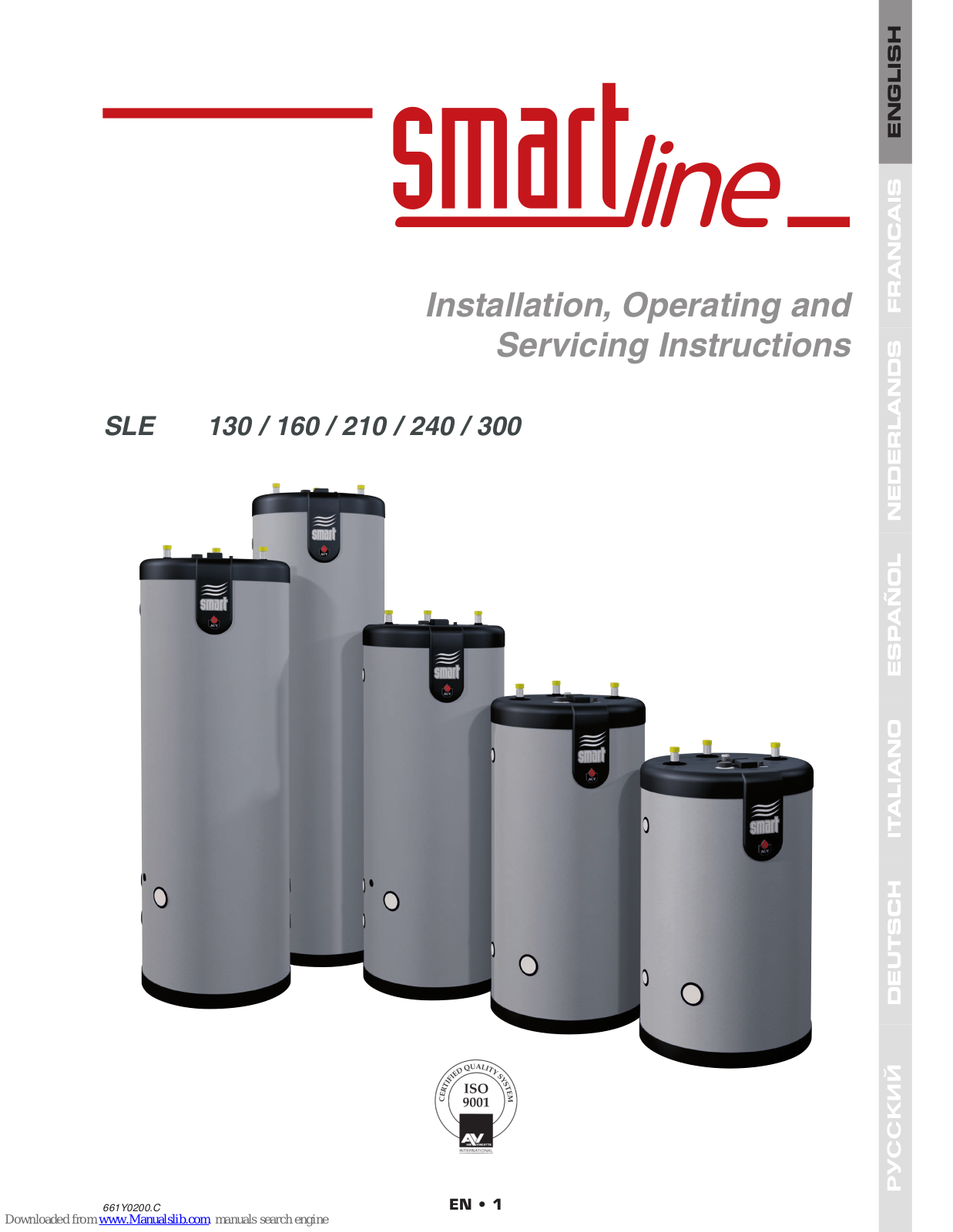 ACV SLE 160, SLE 210, SLE 240, SLE 300 Installation, Operating And Servicing Instructions