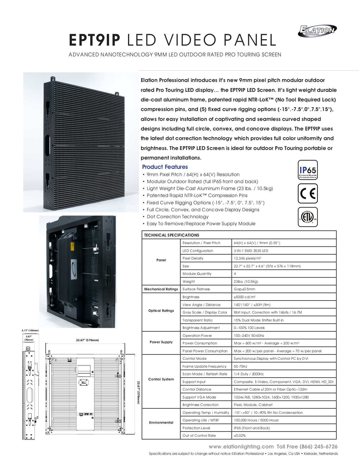 Elation Professional EPT9IP User Manual