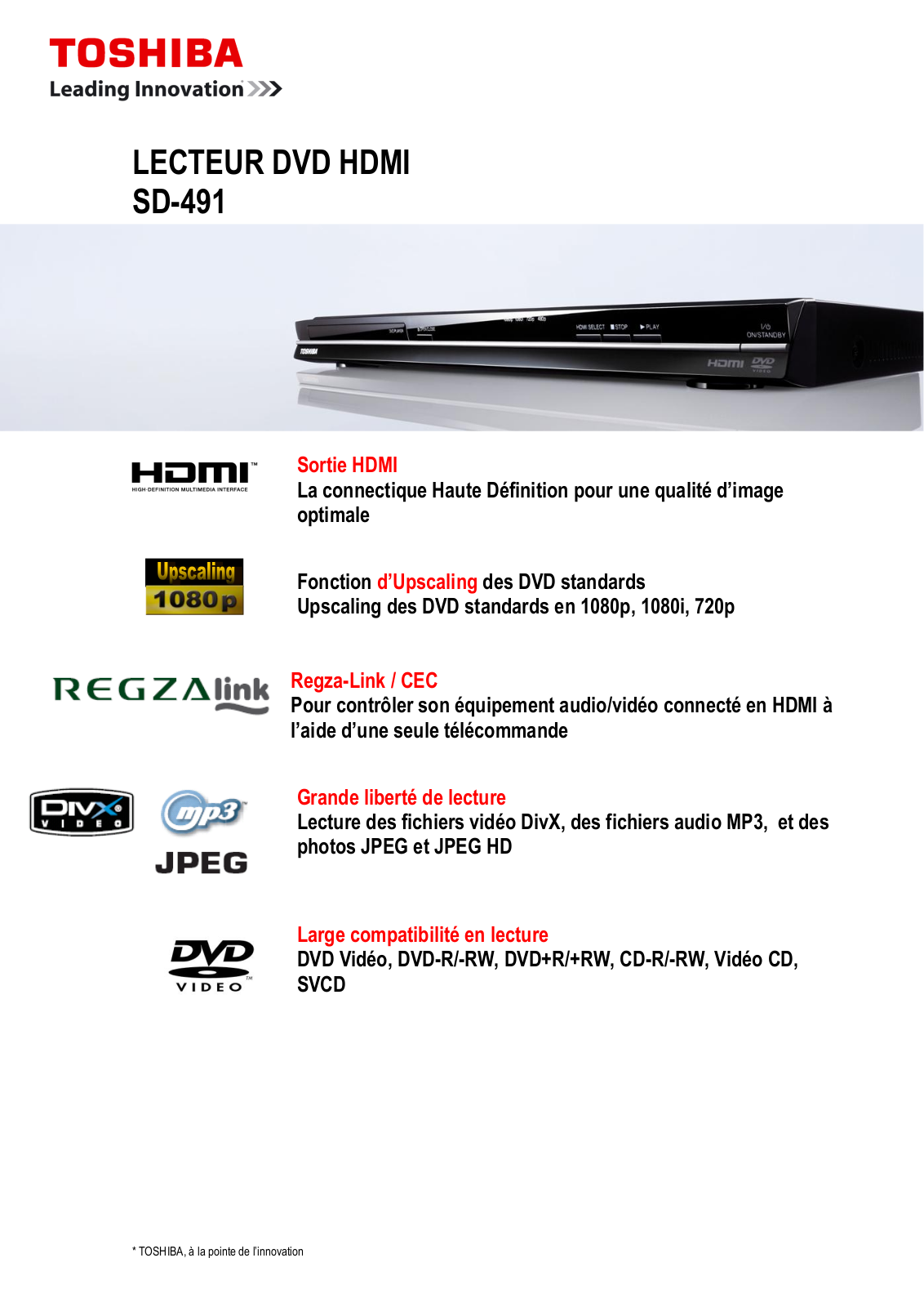 Toshiba SD-491 BROCHURE