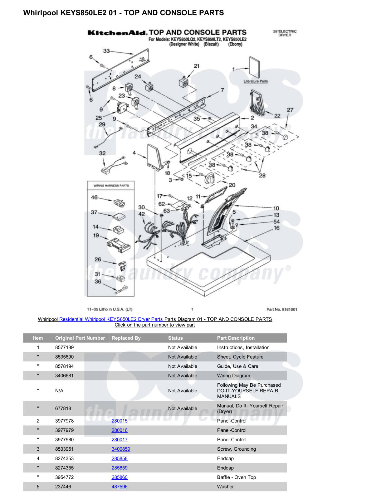 Whirlpool KEYS850LE2 Parts Diagram