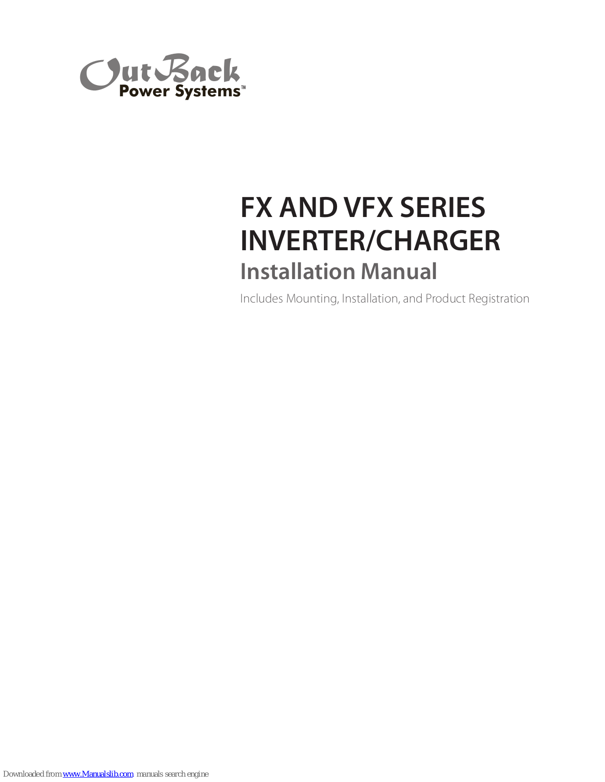 OutBack Power FX 2012 T, FX 2024 T, FX 3048 T, VFX 2812, VFX 3524 Installation Manual