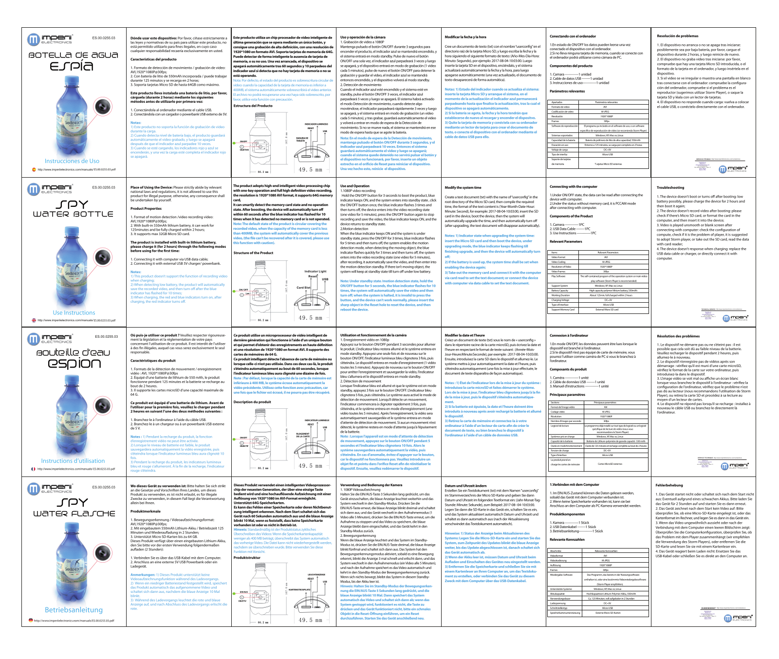 imperii electronics SPY Water Bottle Instruction Manual