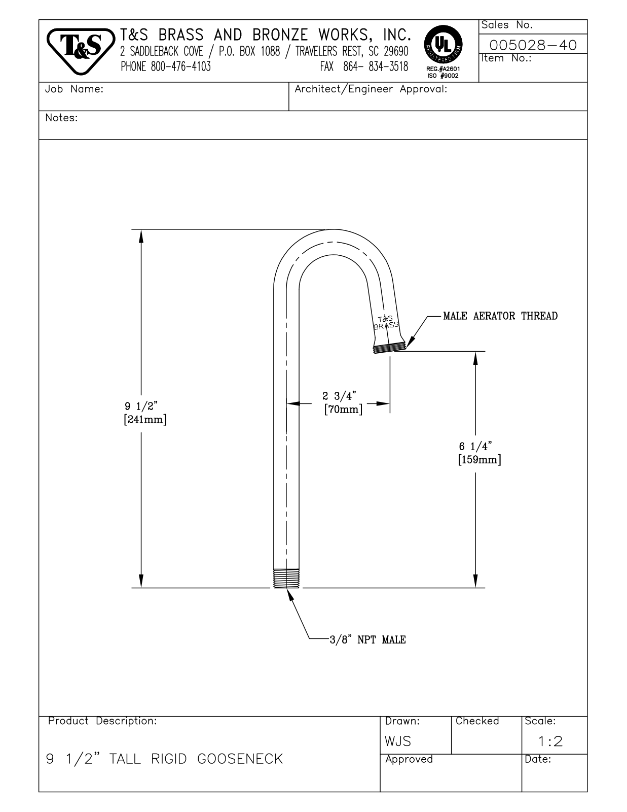 T&S Brass 005028-40 User Manual