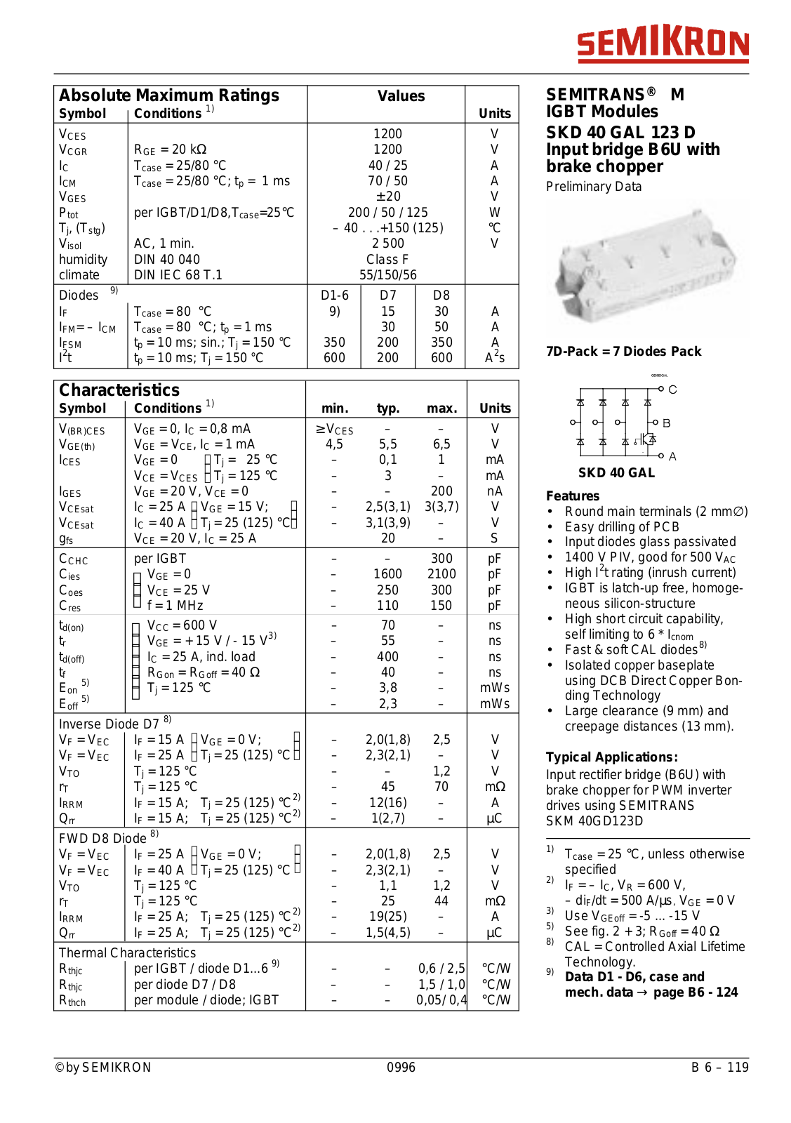 Semikron SKD40GAL123D Data Sheet