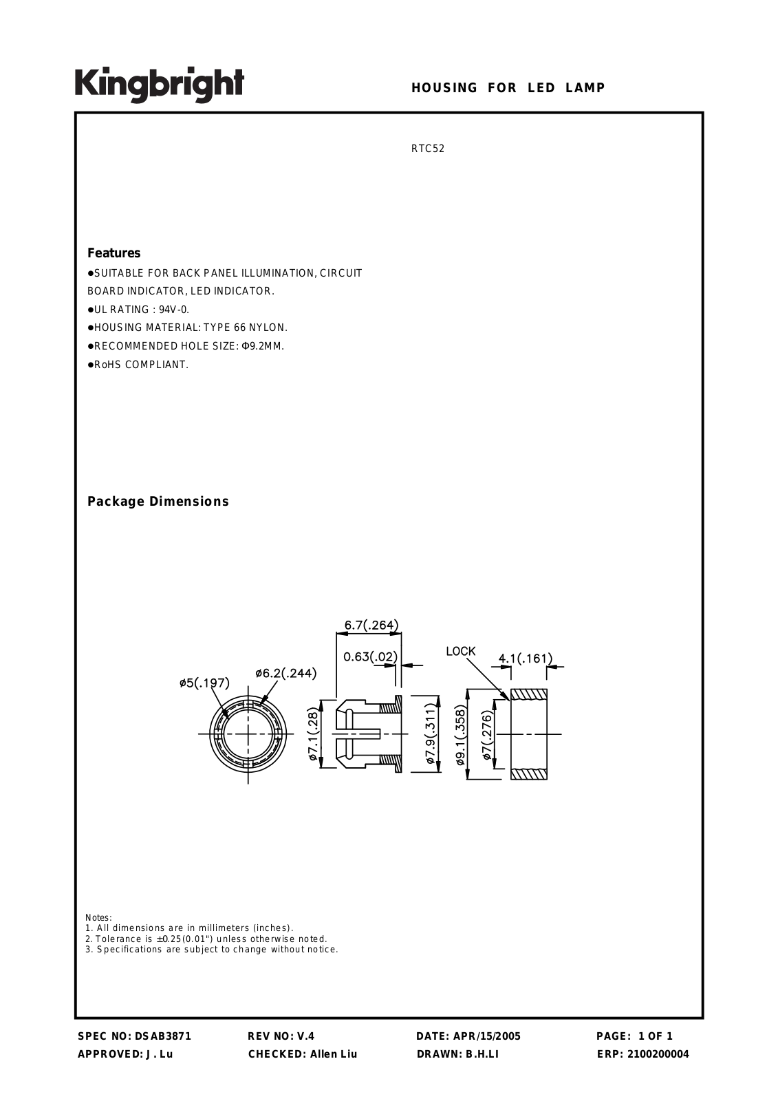 KINGBRIGHT DSAB3871 User Manual