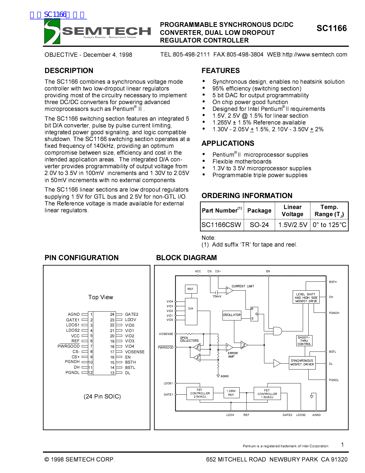 Datasheet SC1166 Datasheet (SEMTECH) - ManualMachine.com