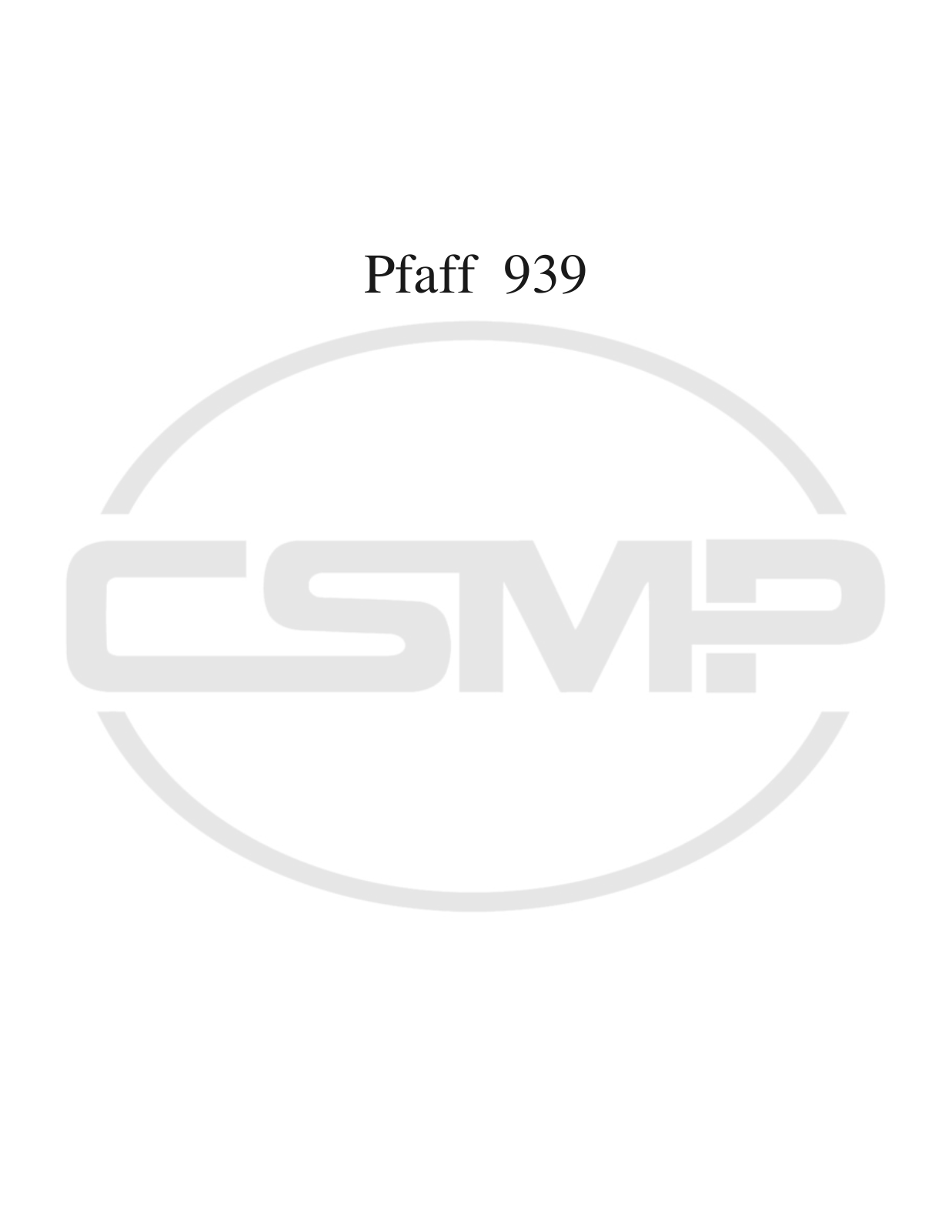 Pfaff 939 Parts Book