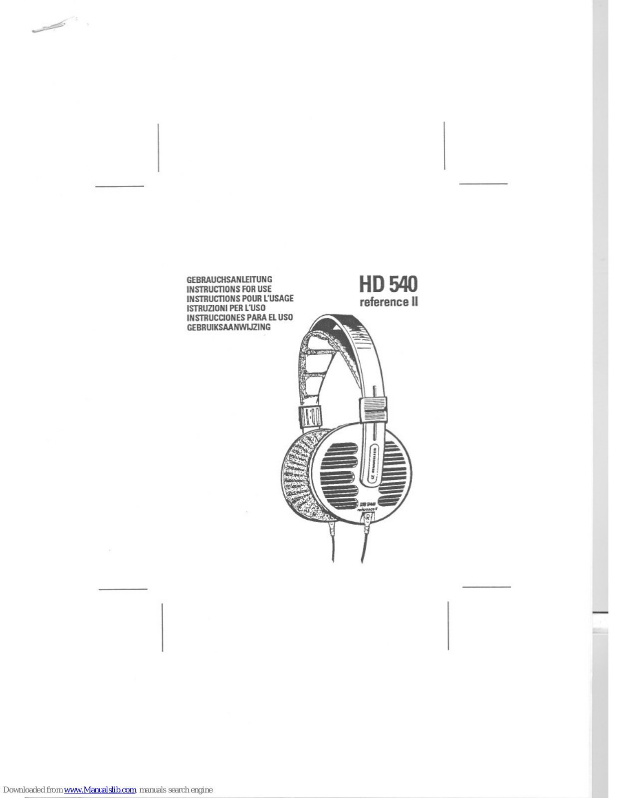 Sennheiser HD 540 REFERENCE II Instructions For Use Manual